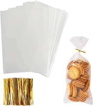 Anstore 100 Clear Cellophane Treat Bags, Sweet Party Gift Bags OPP...