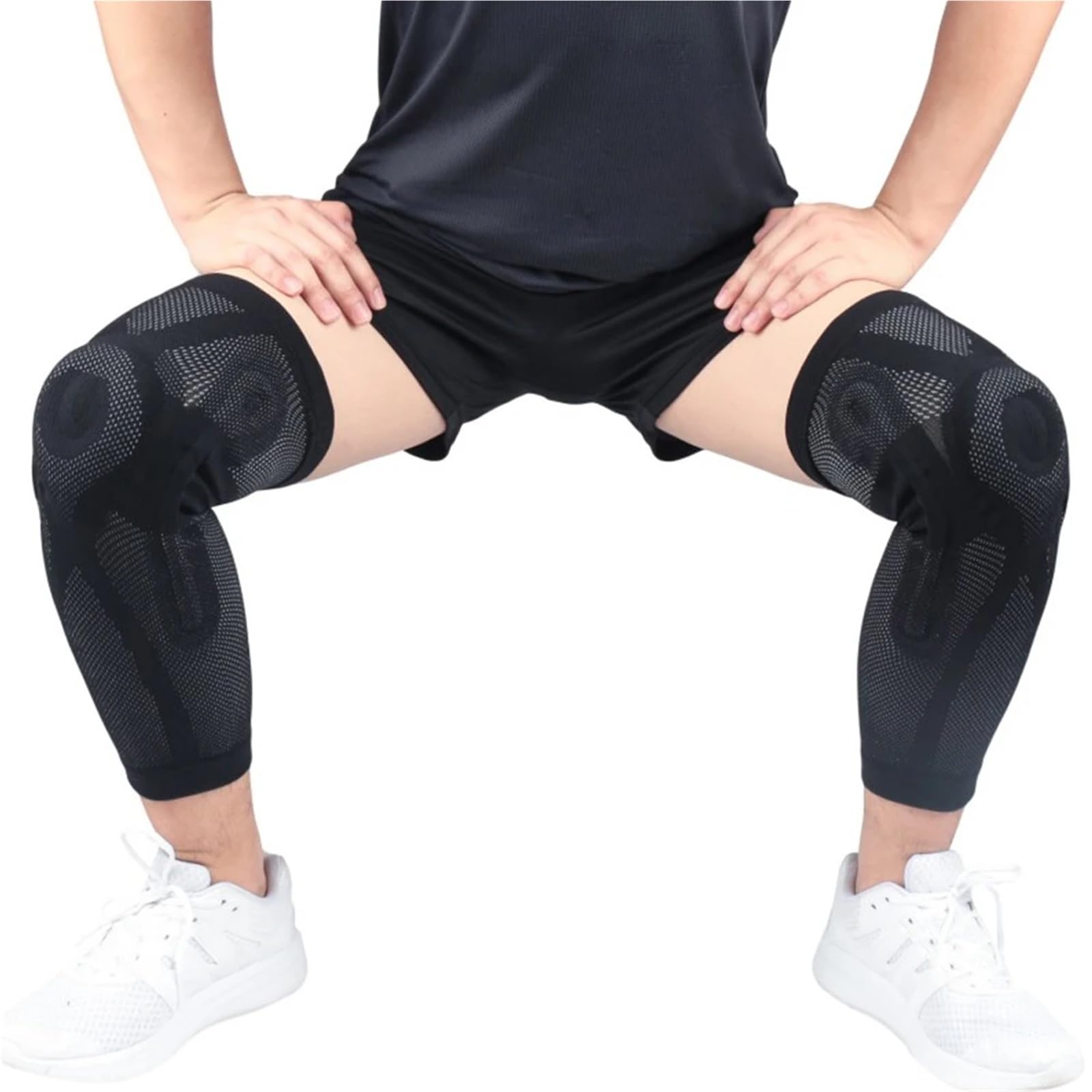 Rutschfeste Sport-Knieschoner, Stütz- und Wärmebandagen, Kompressionsstrümpfe (1 Stück/2 Stück), Ganzbein-Kompressionsstrümpfe mit seitlichen Gel-Stabilisatoren für die Kniescheibe, für Damen und