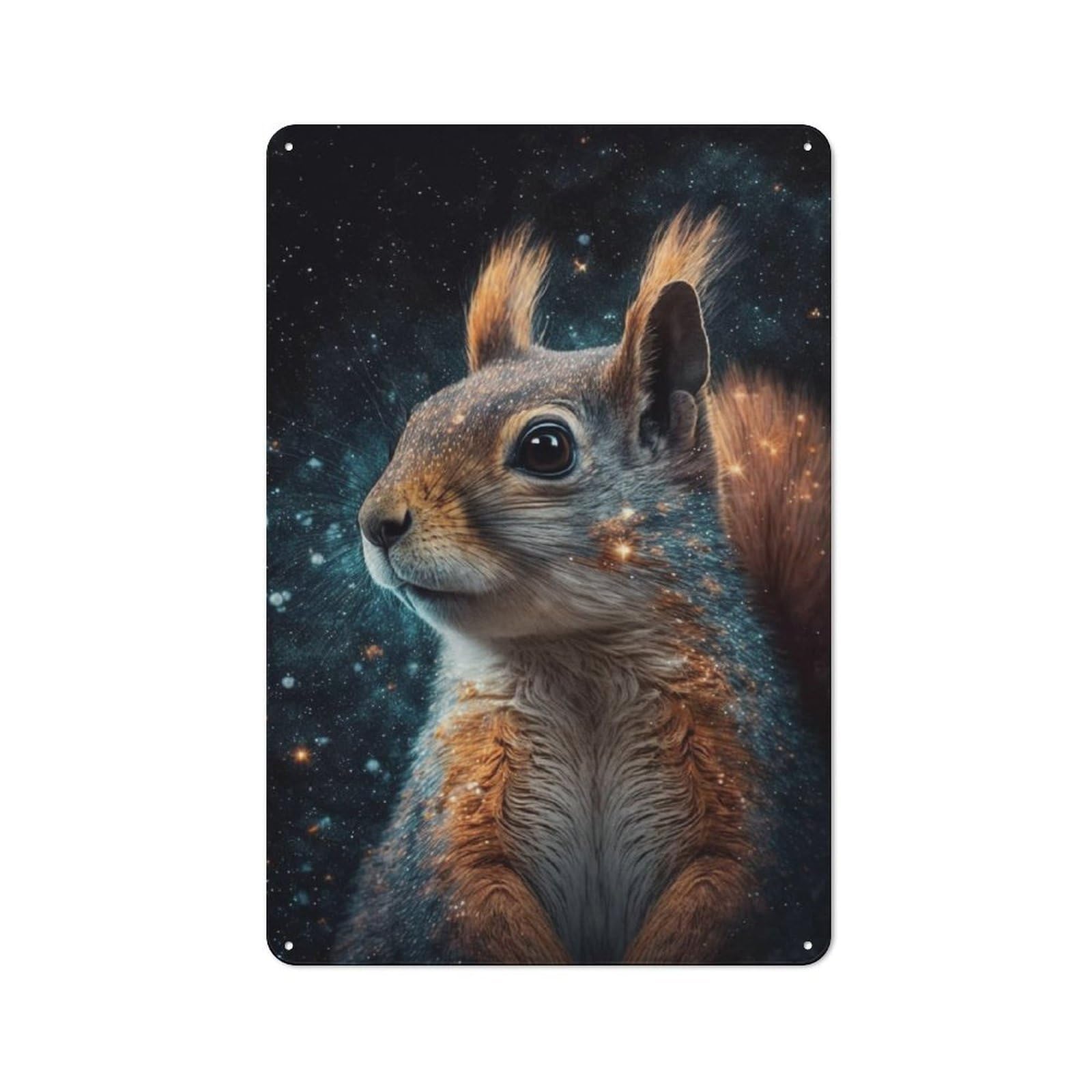 Junmoney Style-12 Cosmic Squirrel Gazing Retro-Style Tin Sign 30X20cm For Café Or Home Bar, For Vintage Wall Decor Fans, For Home Office And Studio Walls