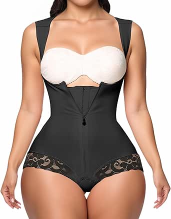 Bingrong Mujer Bodies Moldeadores Faja Reductora Lencería Moldeadora Corsé Body Shaper Abdomen Reductor Barriga Levanta Glúteos Entrenador de Cintura Abierto Shapewear Bodysuit (Medium, Negro