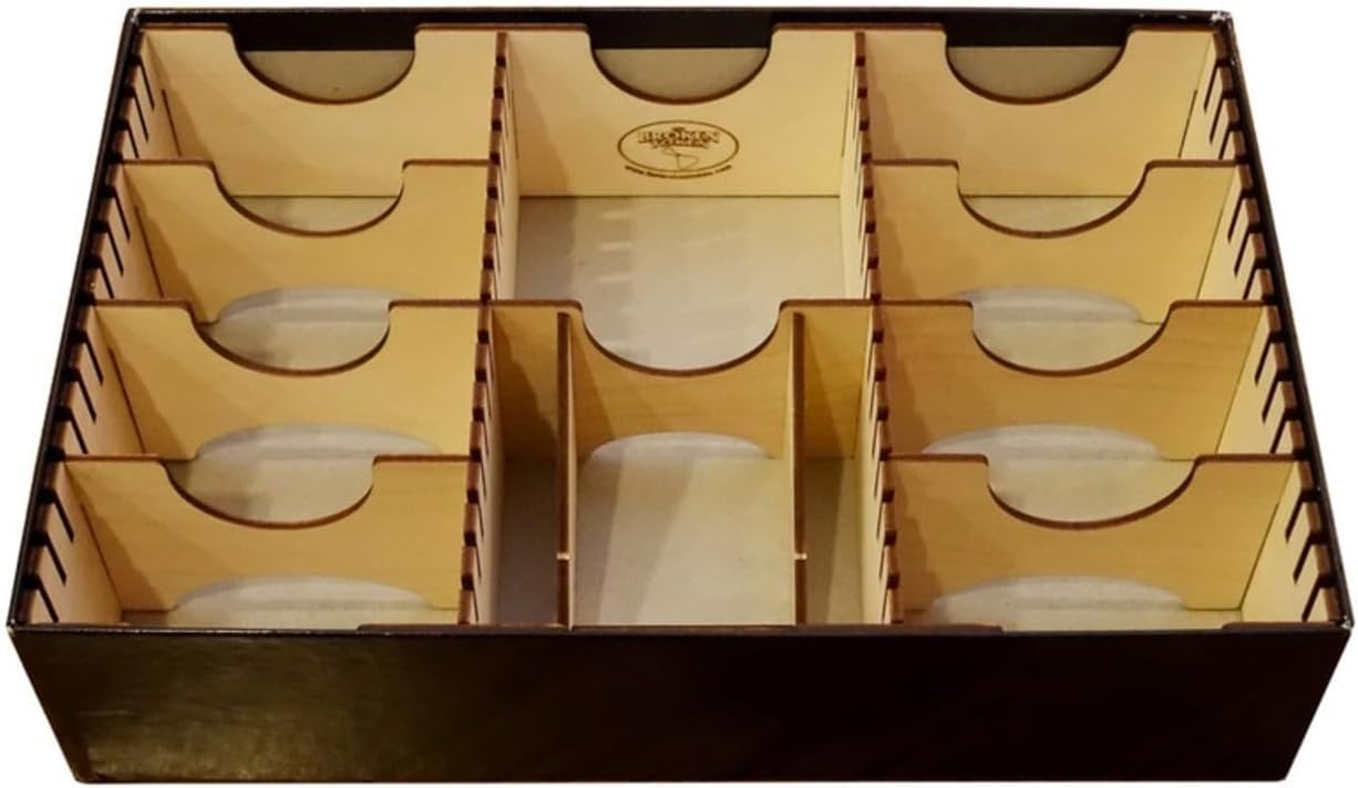 Board Game Organizer - Cryptozoic Deck-Building Games Compatible Wood Storage Box with Multiple Dividers