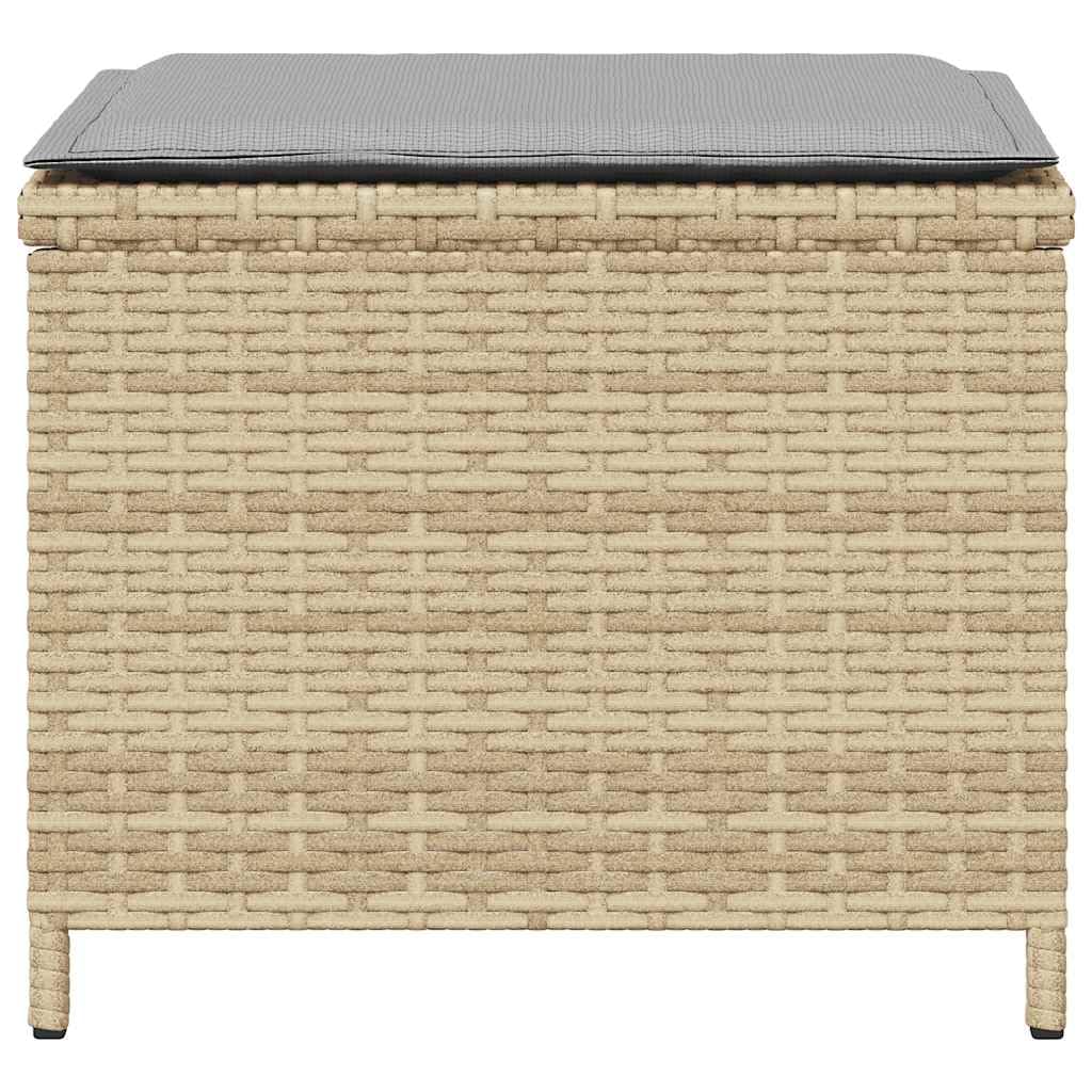 Taboret ogrodowy, 4 sztuki, polirattan, z poduszkami, 41 x 41 x 36