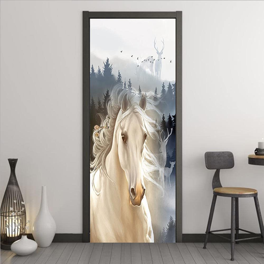 Adesivi per porte camera da letto Adesivi per porte 3D paesaggio Adesivi per decorazioni per la casa sulle porte Carta da parati autoadesiva con adesivo rimovibile 77x200cm Adesivo Porta