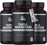 Kit 3x Tri Magnésio Malato Taurato Bisglicinato 600 mg 60 Cápsulas Triple Magnesium Premium Alta Concentração Capfy Nutrition