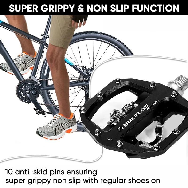 Pédales de VTT double fonction avec clip et plateforme pour optimiser le pédalage - 6