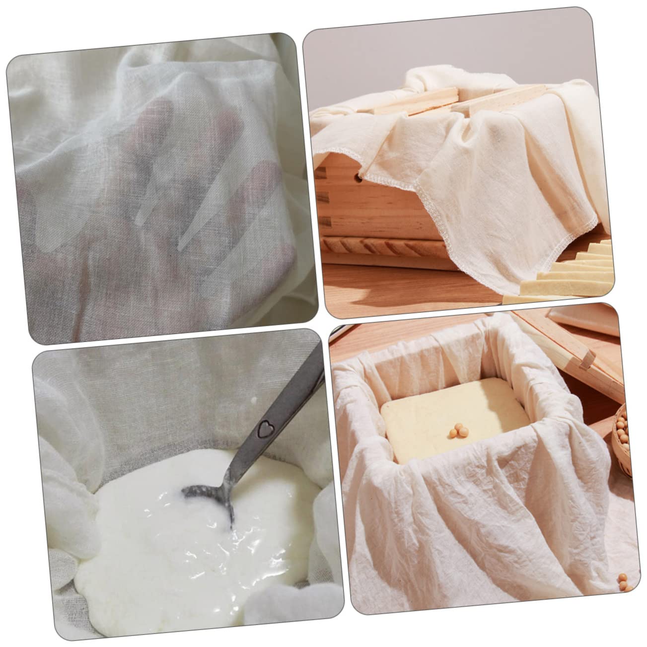 Mikinona 2pcs Organic Cotton Cheesecloths for Kitchen Use Versatile Filters for Straining Almond Yogurt Broth Sturdy and Easy to Clean Khaki