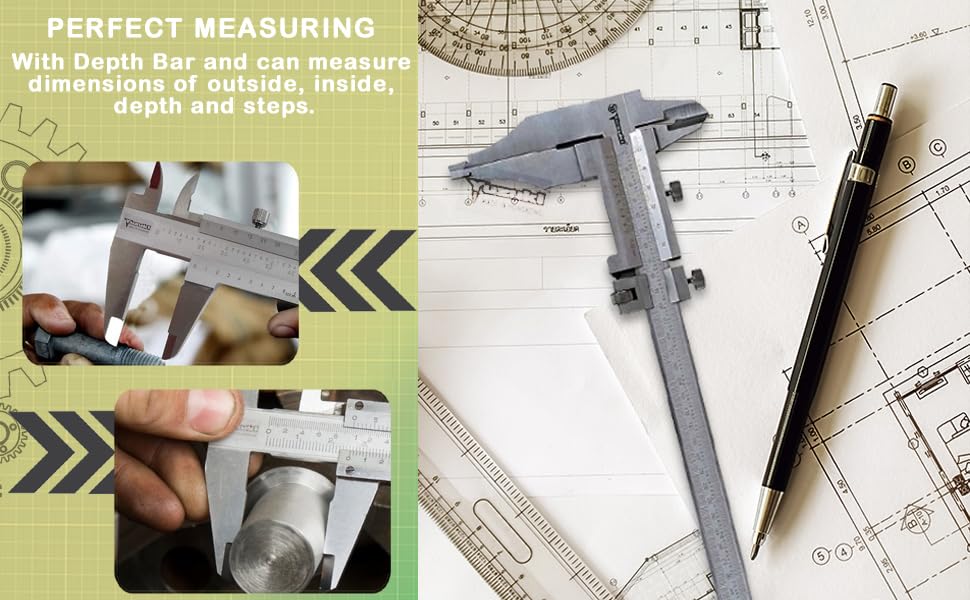 YUZUKI Vernier Caliper 300mm/12 Inch with Fine Adjustment β Precision Measuring Tool for Internal & External Dimensions, Depth, and Step Measurements | Stainless Steel Construction, 0.02mm Resolution 2