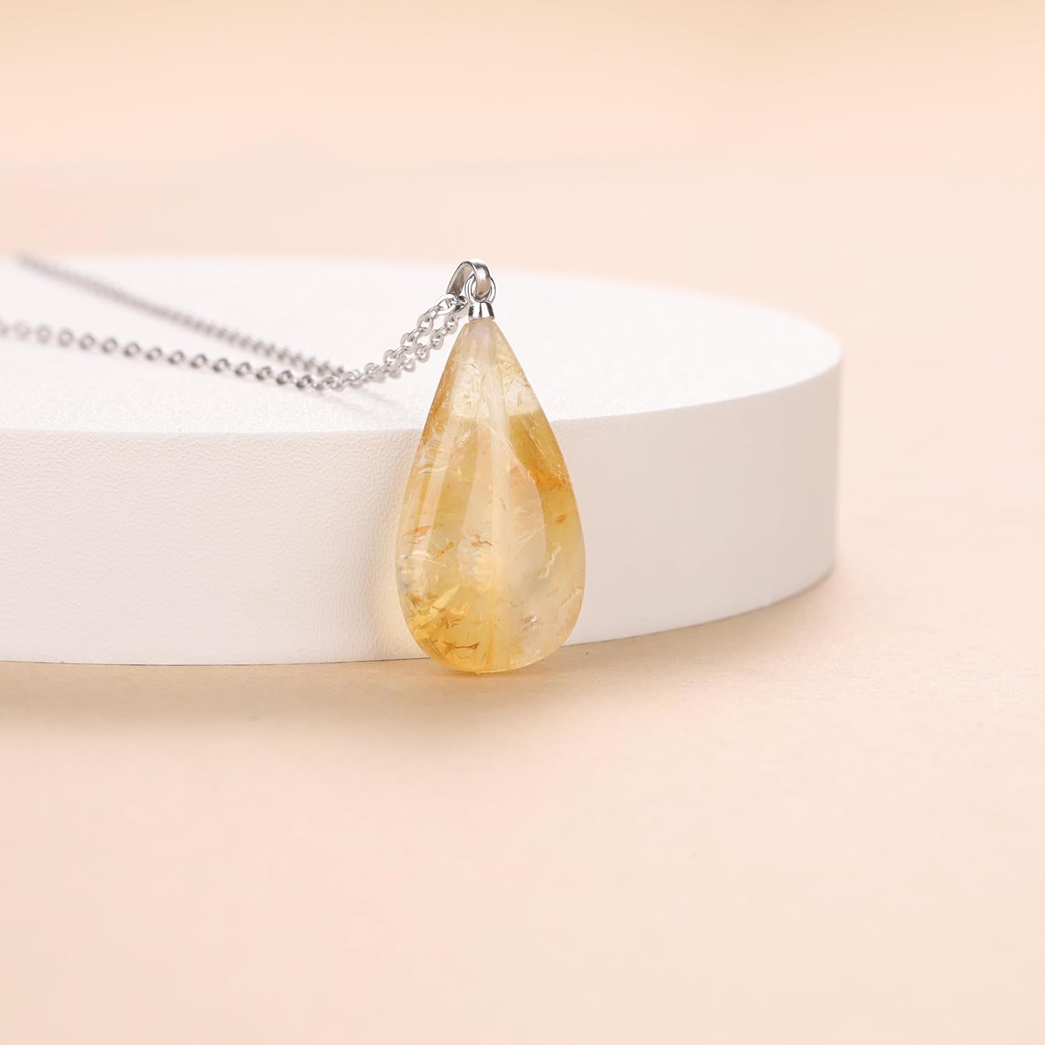COAI Citrine Crystal Necklace for Women, Teardrop Pendant 925 Sterling Silver Necklace for Women - Image 4