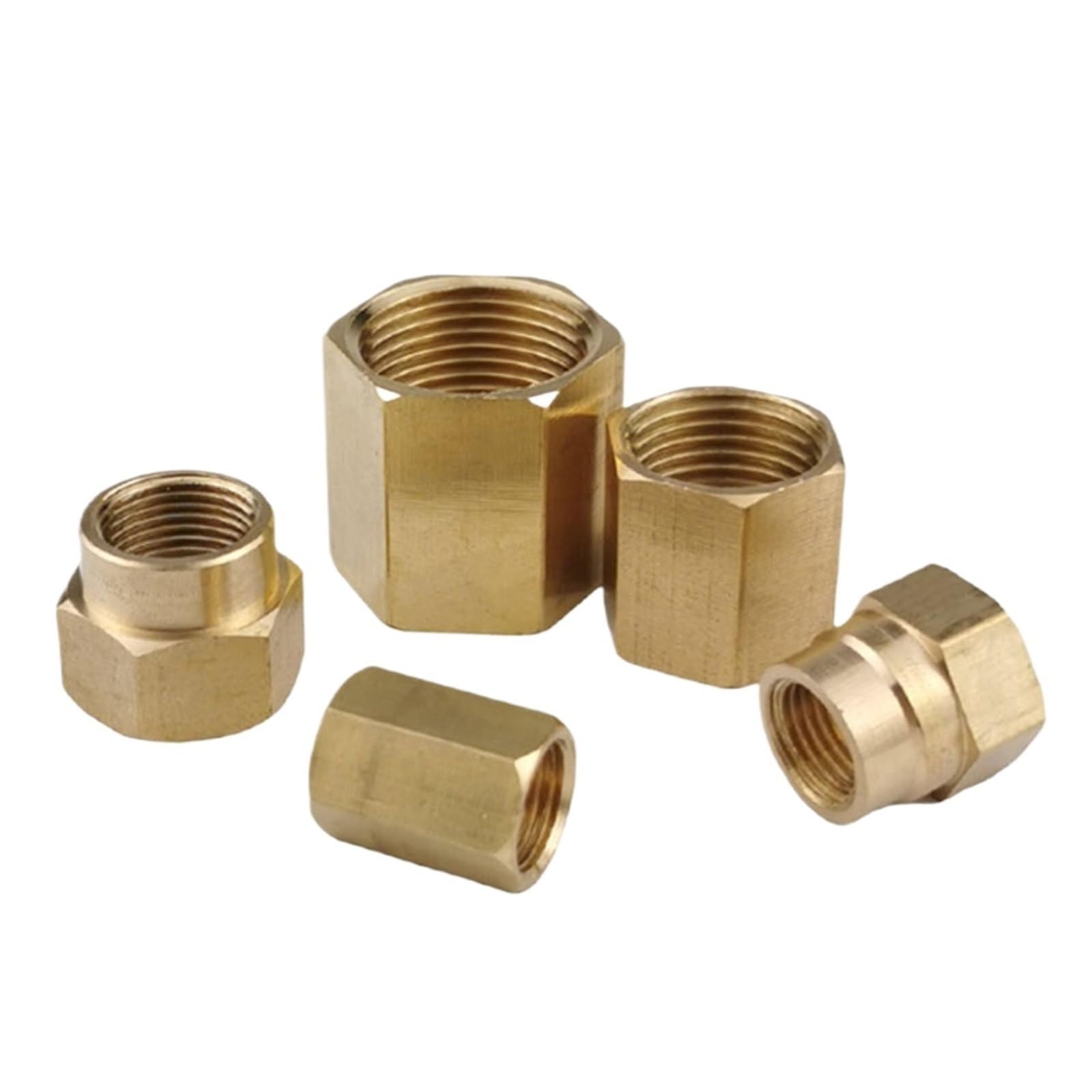 10 Stück Messing-Rohrverschraubung, Sechskant-Kupplung, Innengewinde BSP 1/8 Zoll, 1/4, 3/8, 1/2, 3/4, Schnellanschluss for Wasser, Kraftstoff, Gas Für Sanitärinstallationen