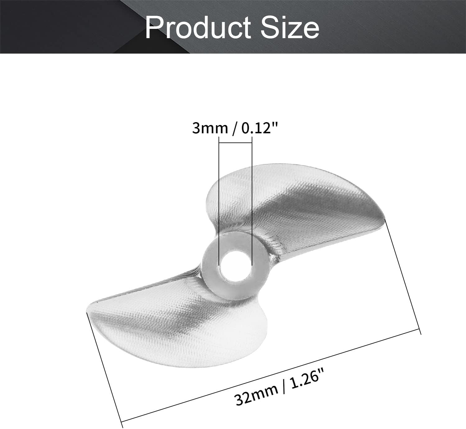 Fielect 2 Blades CCW Propeller for Ship Model Rc Boat Propeller Model Silver Aluminium Alloy Paddle 32mm Diameter 1.4 Pitch 3mm Hole Dia
