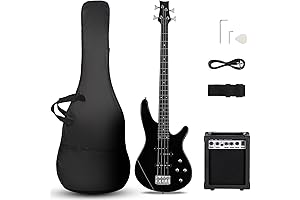 Electric Bass Guitar with 20 Watt Amplifier, PJ Pickup, Enhanced ESP Bass Frequencies