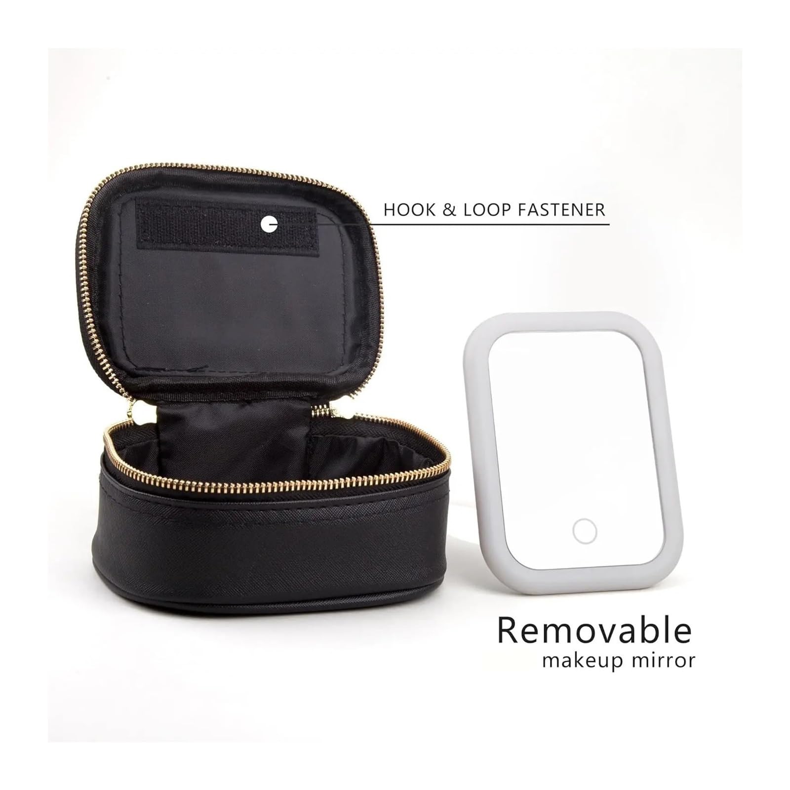 Bolsa Maquillaje Mini Neceser de Maquillaje con Espejo, pequeño Organizador de cosméticos de Viaje, 3 Luces de Brillo Ajustable, artículos de tocador de Tren portátil