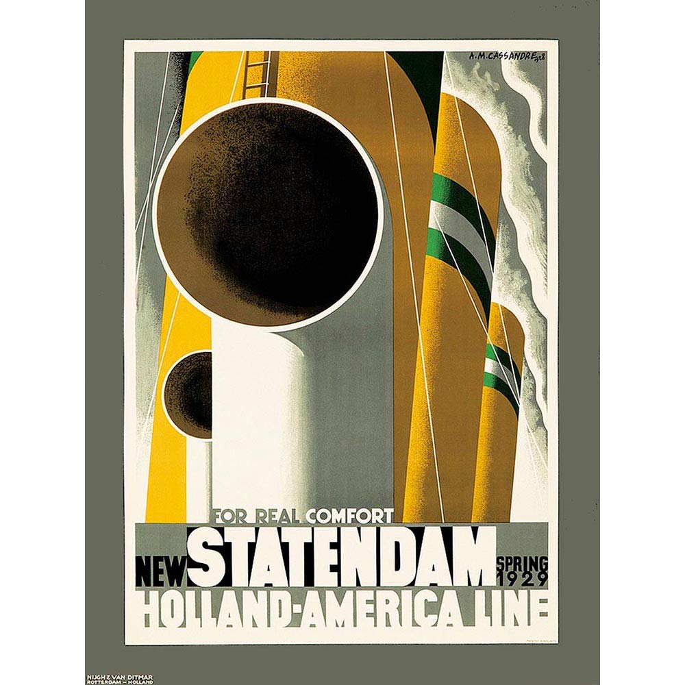 Wee Blue Coo Travel Transport Holland America Line Ship Liner Funnel USA Art Print Poster Wall Decor 12X16 Inch