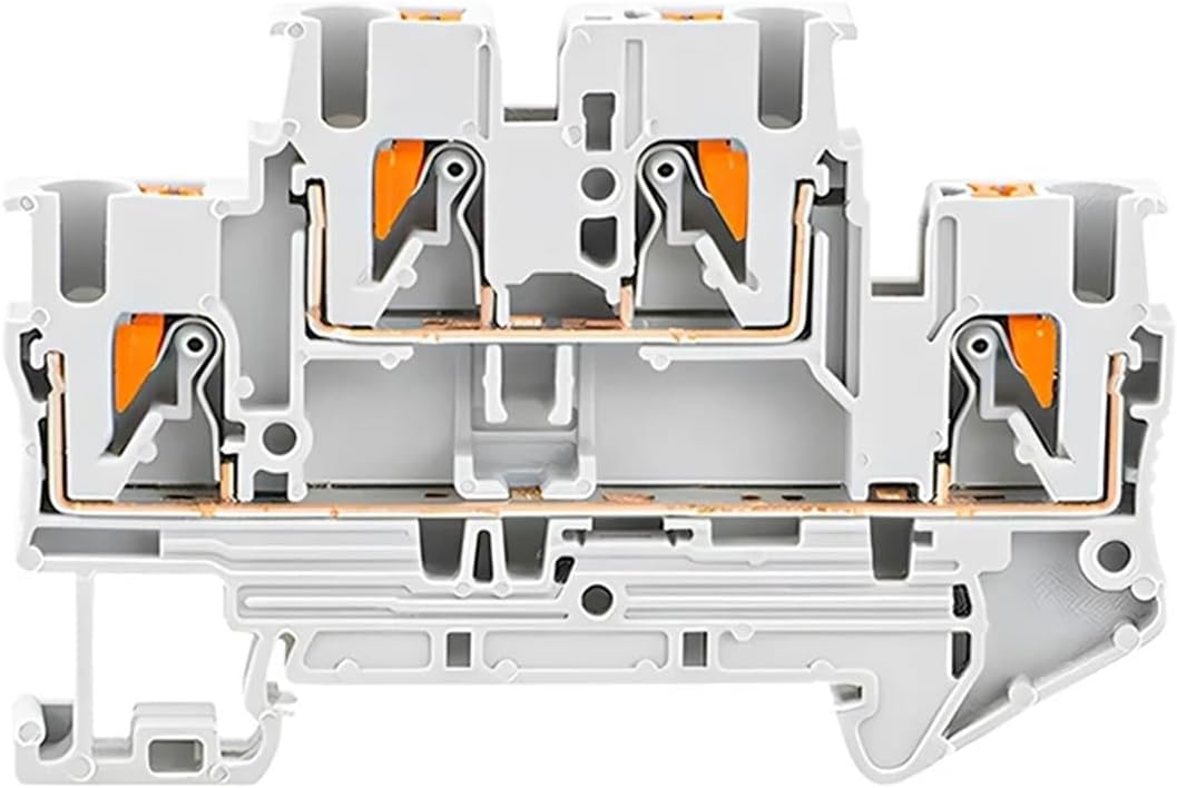 10Pcs PTTB-2.5 Din Rail Terminal Block 4 Colors Electrical Connector Double Layer Spring Wire Connection Wire Conductor PTTB2.5