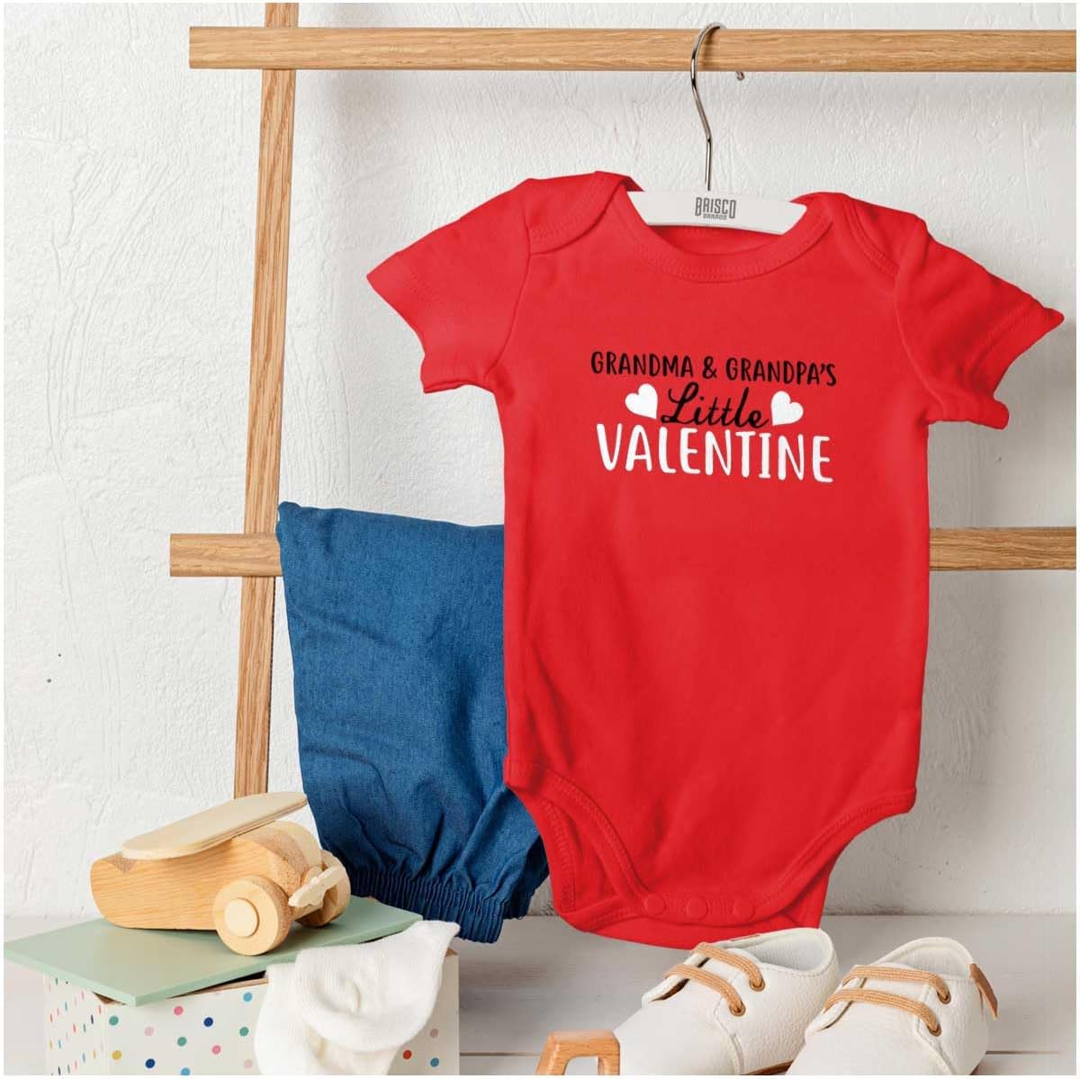 Brisco Brands Grandma and Grandpas Little Valentine Baby Romper Boys or Girls