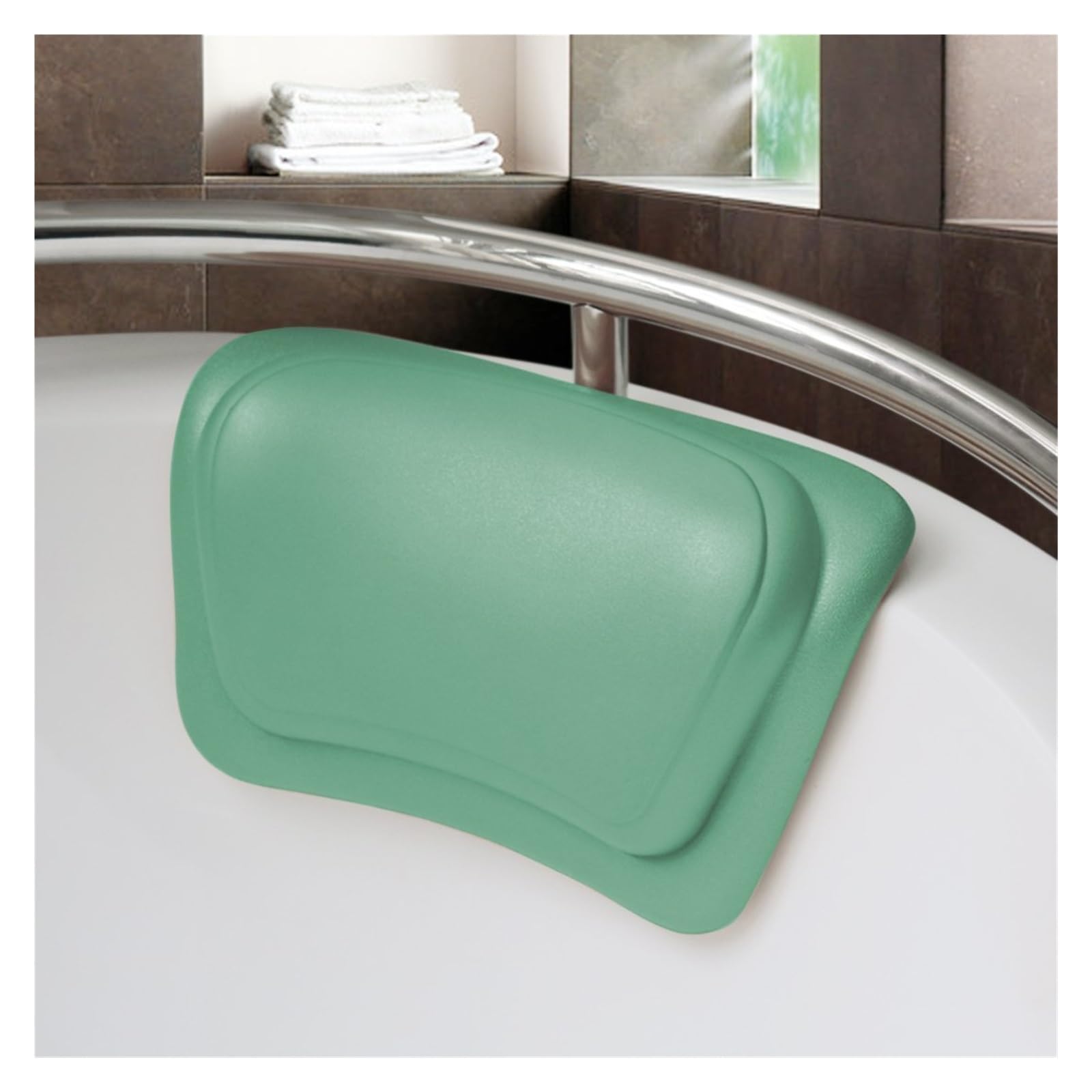 Reposacabezas De Almohada De Bañera Almohada De Baño Ergonómica con Ventosas - Impermeable Y Antideslizante(Verde)