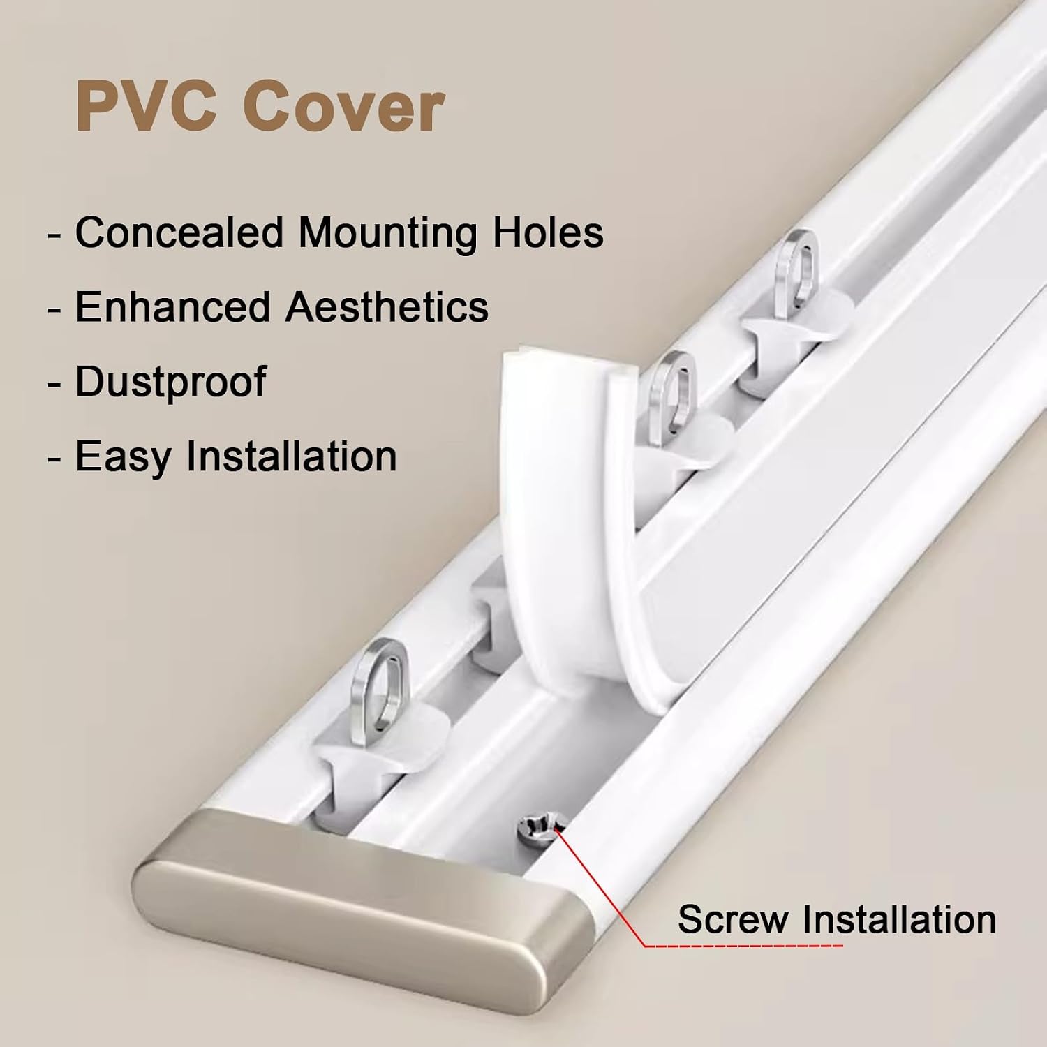 WDJBPSH Wall/Ceiling Mounted Curtain Track, Low-Profile Hook-on Window Rail with Stainless Steel Hooks for Living Room/Bedroor/Shower Room/Study/Privacy Partitions(8.8ft/2.7m)