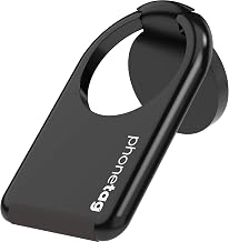 phonetag - Mobile Cell Phone Kickstand & Ring Holder, Stand Your Phone In Portrait & Landscape With The Finger Ring Grip Holder, Use On Magnetic Car Mounts, Compatible With Most Smartphones, Black