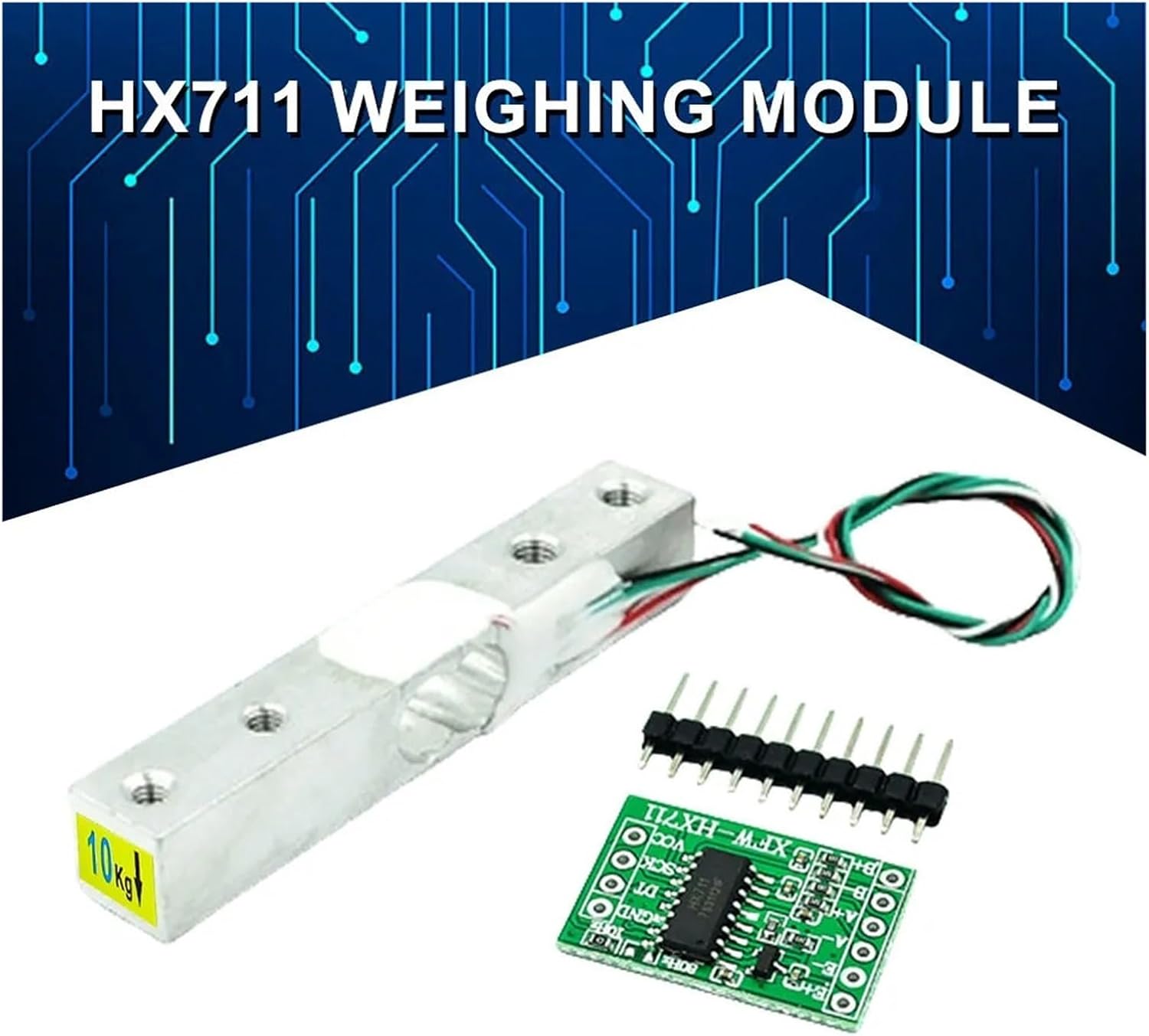 Load Cell, Load Cell 1KG 5KG 10KG 20KG HX711 AD Module Weight Sensor Electronic Scale Aluminum Alloy Weighing Pressure Sensor for Hopper Weight High Pressure Tension Weighing(5KG) (Hx711 and 1kg A)
