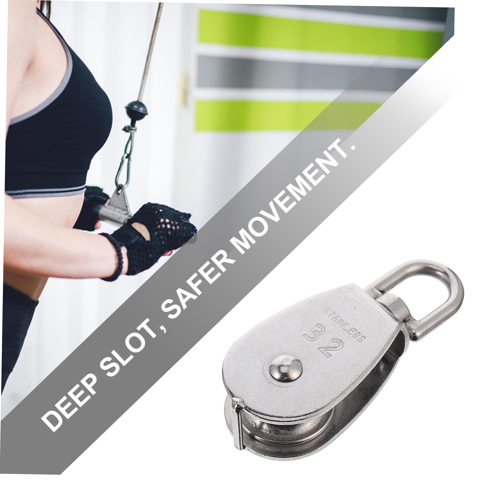 HEALLILY Stainless Steel Pulley System Practical Fitness Accessory Gym Equipment Pulley Wheel