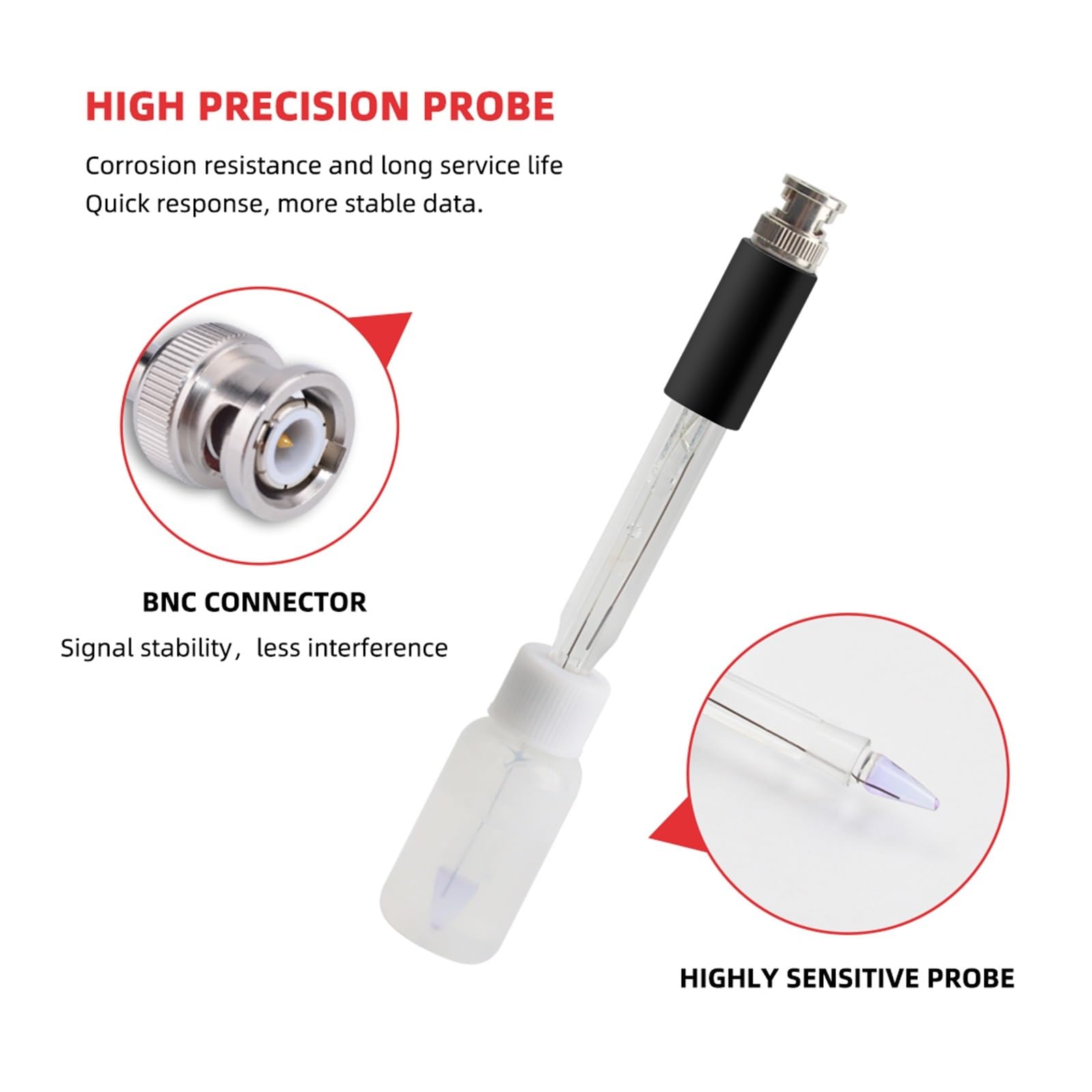 Lebensmittel-pH-Tester, digitales pH-Messgerät, scharfe Glaselektrode for Wasser, Milch, Käse, Boden, Lebensmittel,Präziser Tester(Ph-98108)