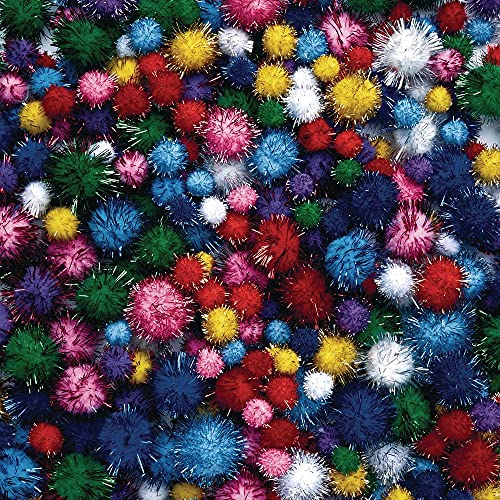 Colorations Glitter Pom-Poms, Pack Of 300 – Colorful Pom-Poms For Arts And Crafts, Soft, Plush Acrylic – Versatile And Fun, Assorted Craft Poms-Poms Range From ¼” To 1 ¼” #TOP16
