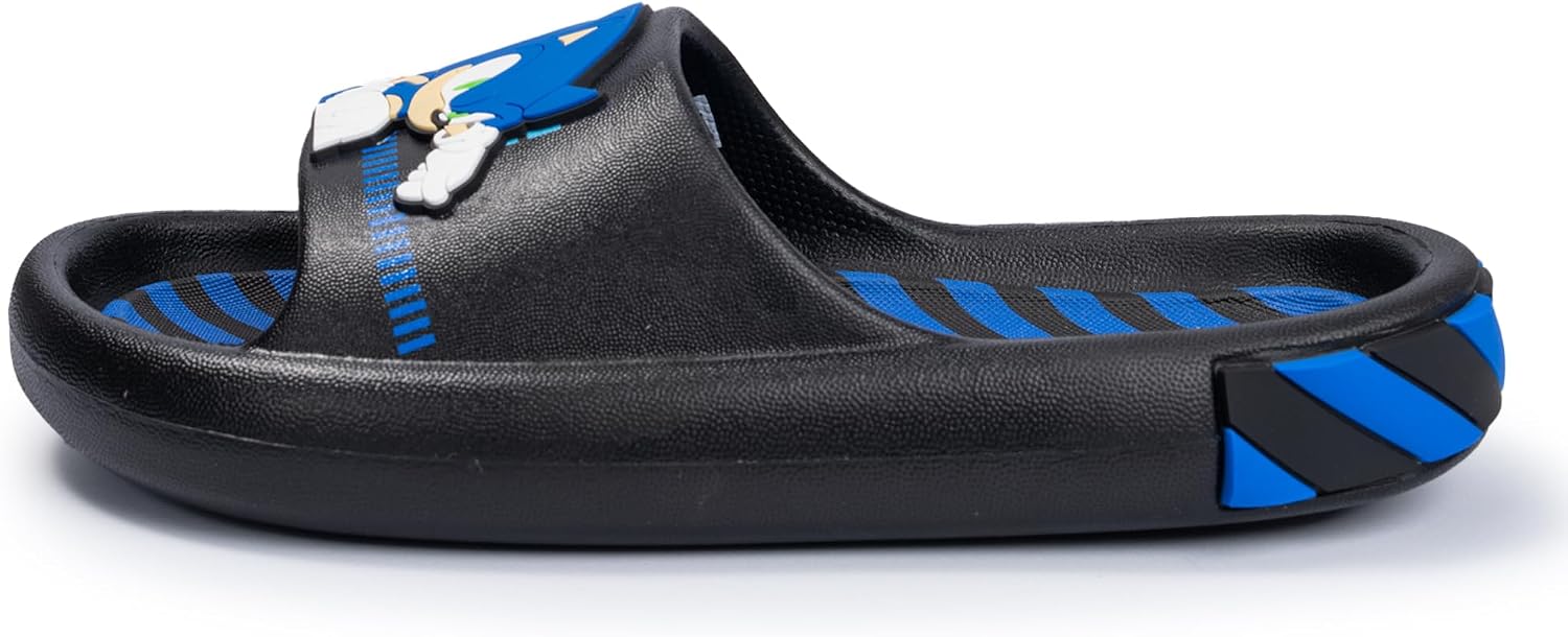 Sonic The Hedgehog Sega and Shadow Youth Boys Slides Sandals Water Resistant Slip-On Pool Beach Summer Footwear