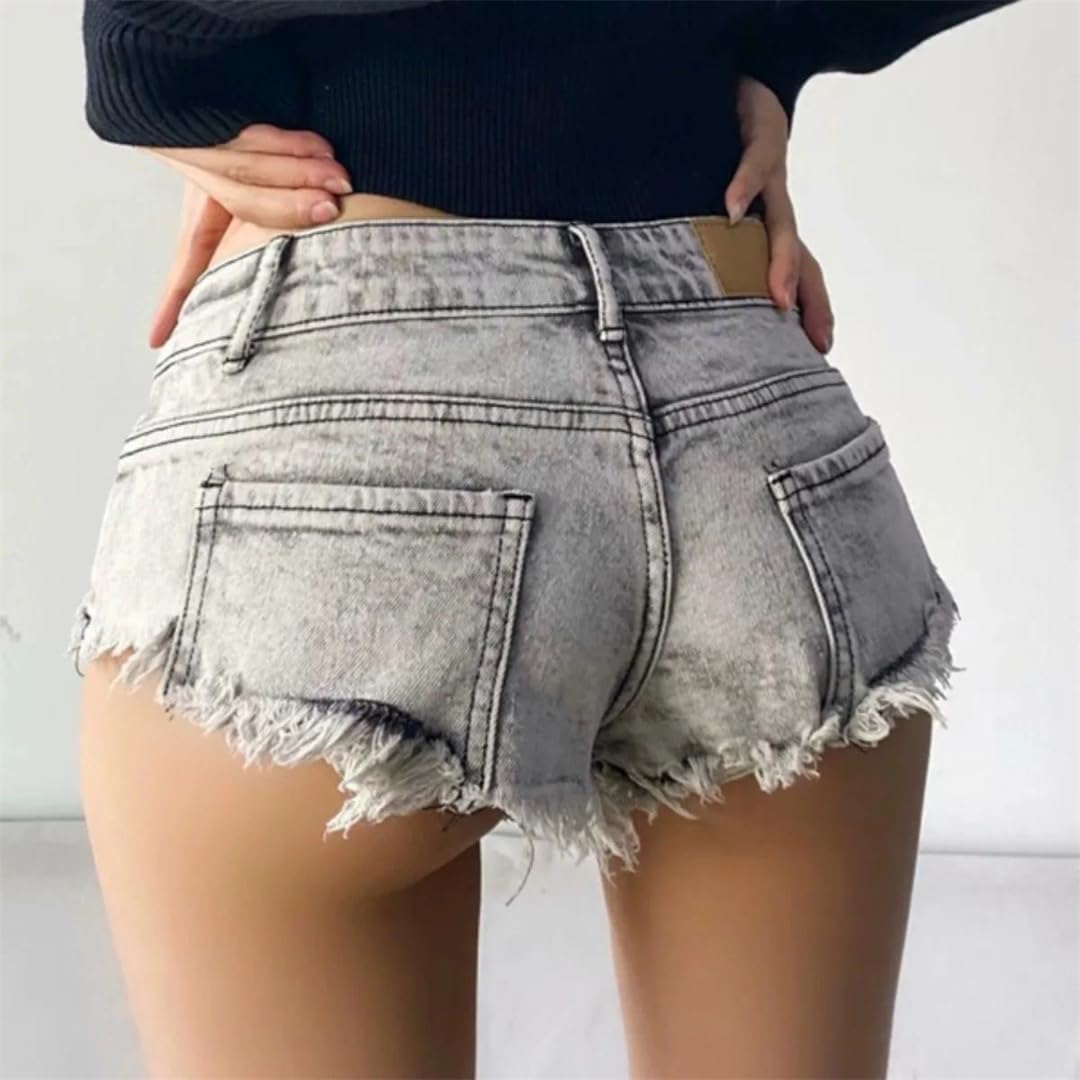 Women's Summer Low Waist Stretchy Triangle Butt Enhancer Denim Shorts