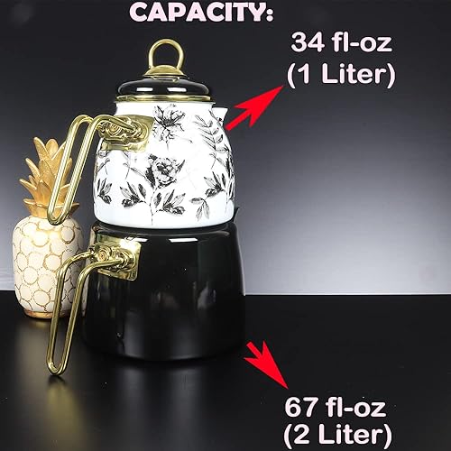 Miniatura 6 de Juego de tetera turca vintage, tetera para estufa, estufa, parte superior, infusor decorativo, tazas de fiesta, vasos, caldera única, colador