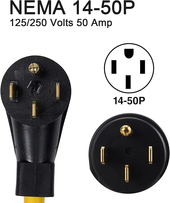 FX125V514G Gas Range Oven Power Cord Converter, Old 14-50P 220/250V 4-Pin Male Plug to New Female 5-15R Home Wall Socket Receptacle, Electric Outlet Cable Adapter