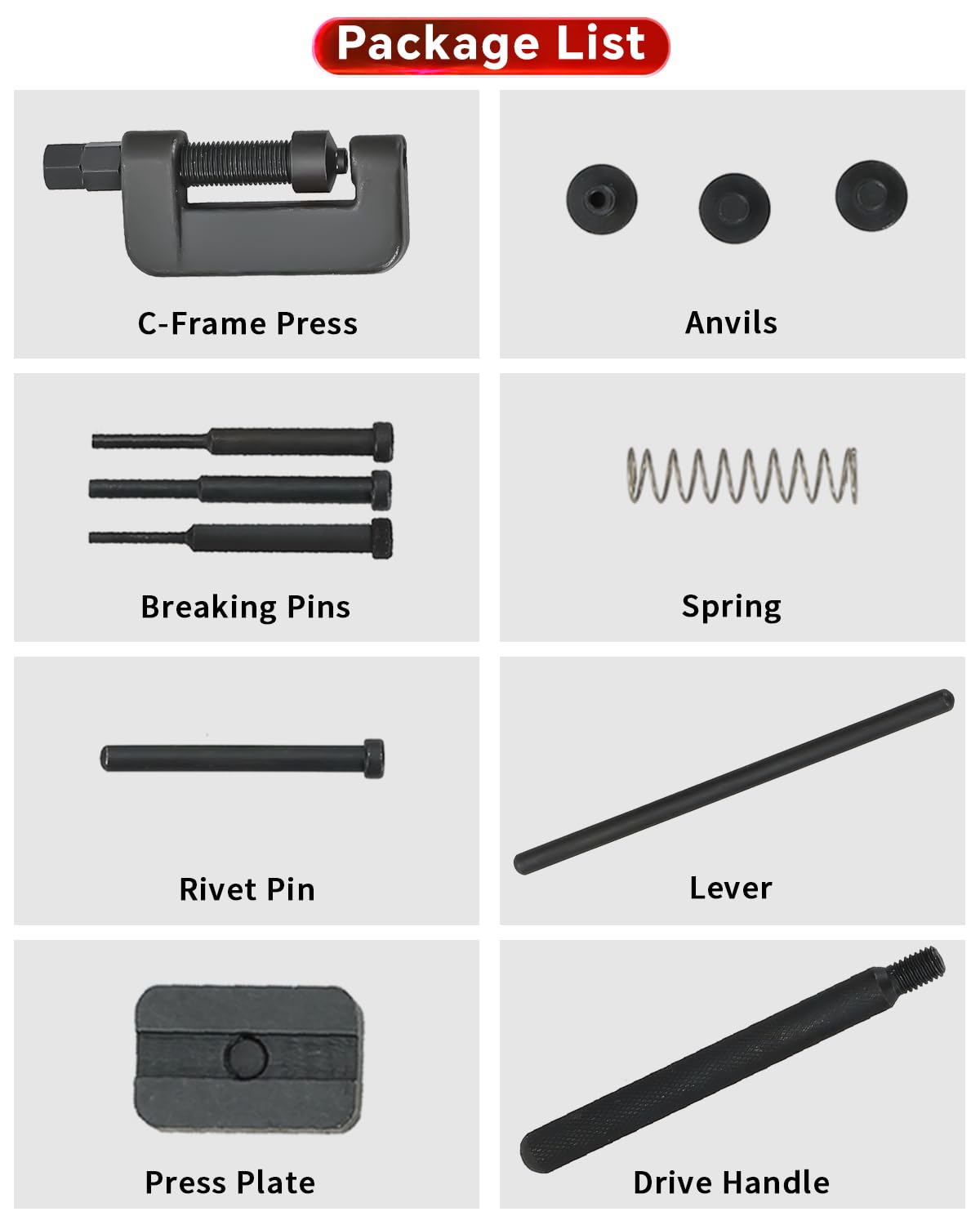 ATPEAM Juego de remachador de cadena de 13 piezas para motocicleta, herramienta de remachado de cadena, herramienta de separación de cadenas para motocicleta, ATV, Dirtbike