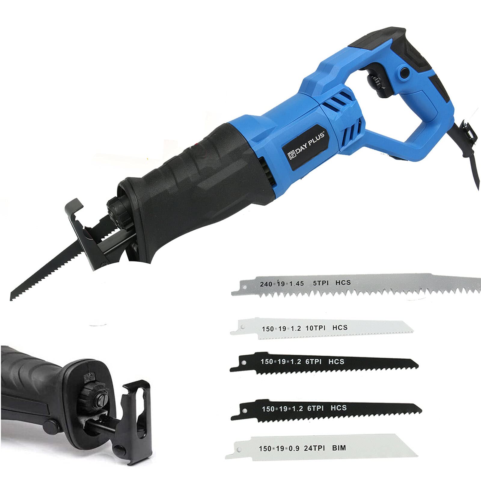 Säbelsäge Elektro säge, 900W Professional Reciprosäge 2800RPM Elektro Säbelsäge Tigersäge Stichsäge Kettensäge mit Säbelsägebl ätter 5 Stück, 2800RPM max. 160 mm Schnitttiefe