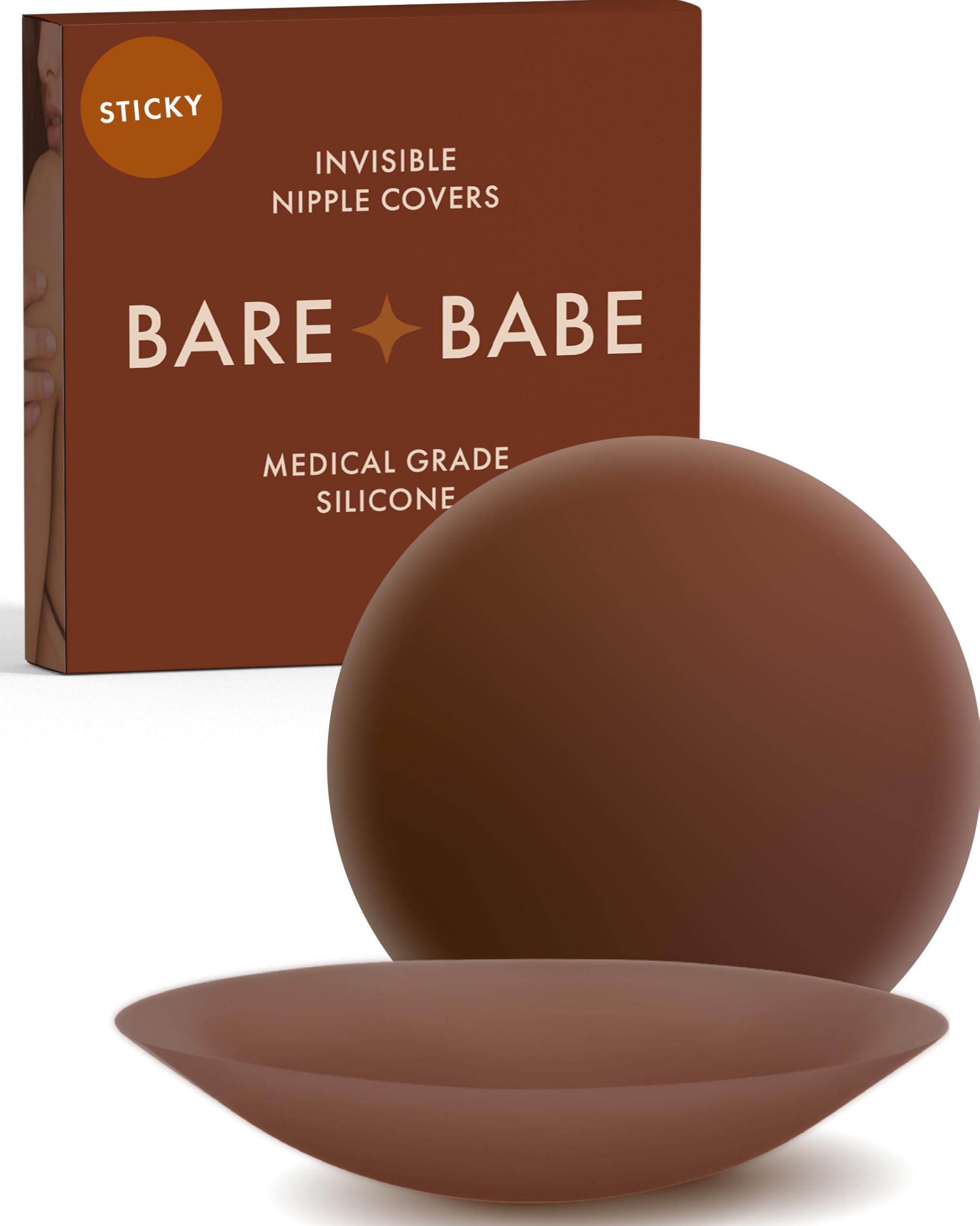 Bare Babe Reusable Silicone Nipple Covers - Waterproof, Nude, 5 Shades - Sticky Breast Stickers for Strapless Dress