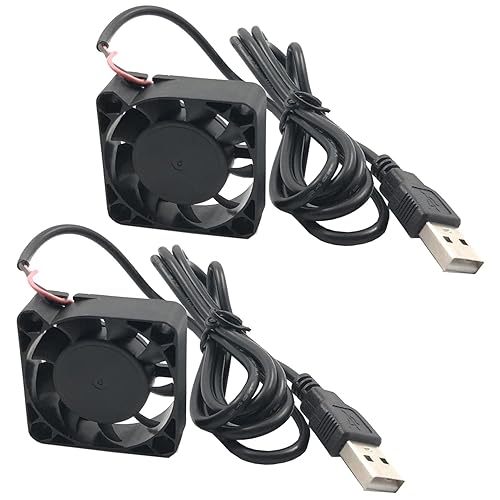 FainWan Paquete de 2 ventiladores de refrigeración USB sin escobillas de 1.575 in x 0.394 in CC 5 V, rodamiento de bolas, funcionamiento silencioso,