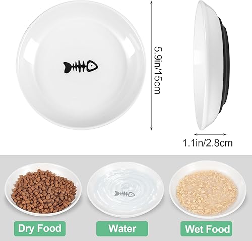 Miniatura 6 de Wedding Pails 3 cuencos de comida para gatos, cuencos de cerámica saludables para gatos de interior, juego de platos antifatiga para gatos, platos