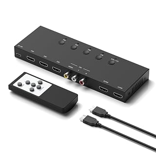 (3 Ports HDMI 2.0 + 1 RCA to 2 HDMI Converter (2 Outputs Can Simultaneous Display) Switcher Splitter Support 4:3/16:9 Switching for N64 NGC Wii Xbox PS2/3/4/5 Switch Apple TV Fire TV Roku - Amazon product rated Grade A