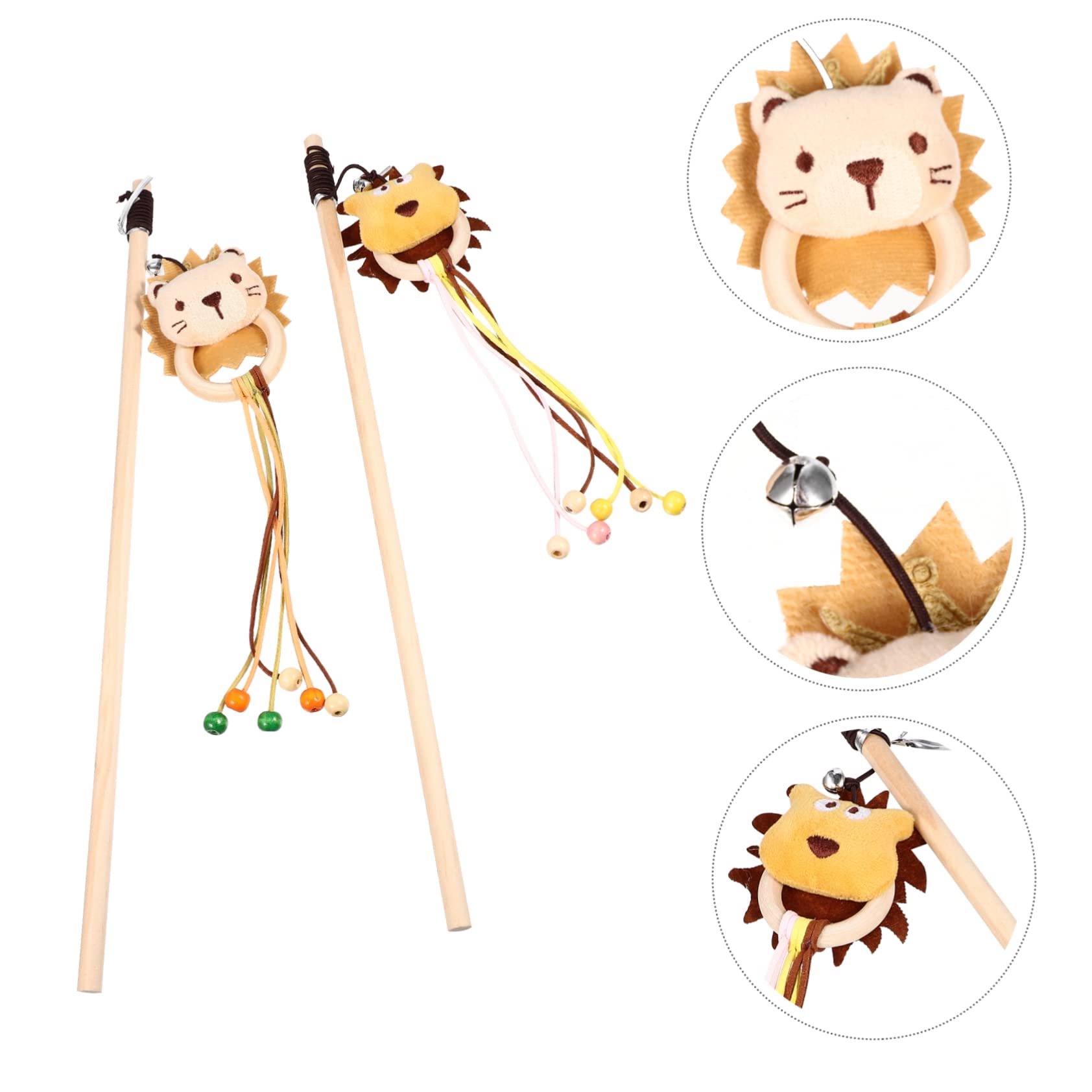 Kisangel 10pièces Jouet Interactif pour Chat Canne à Peluche avec Cloches Stimule Exercice Jeu des Chats De Lion Et Chien