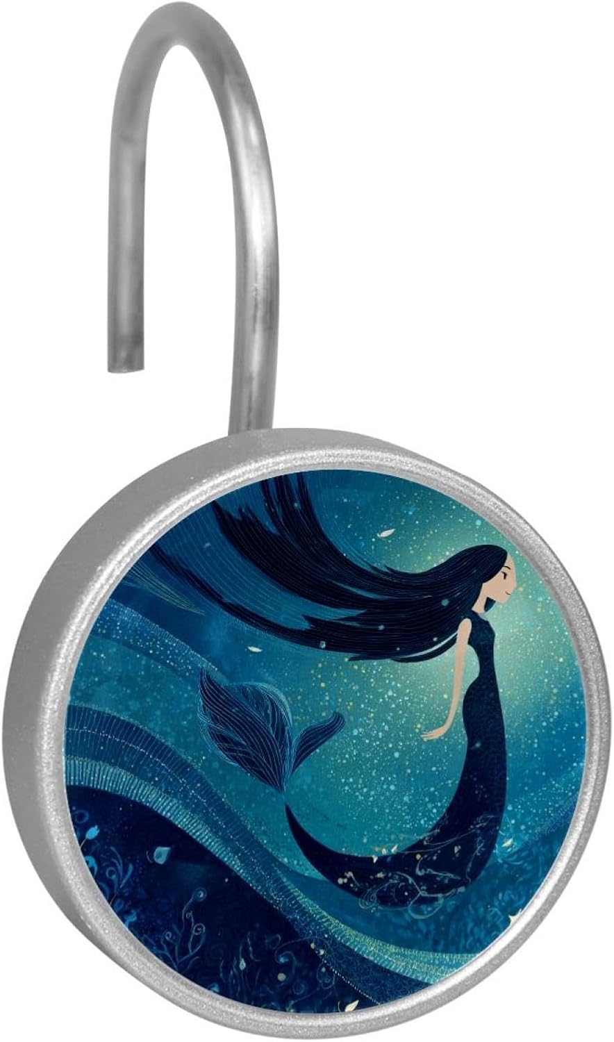 12PCS Mermaid Shower Curtain Hooks Metal Rust Resistant Decorative Shower Curtain Hooks Bathroom Decorations