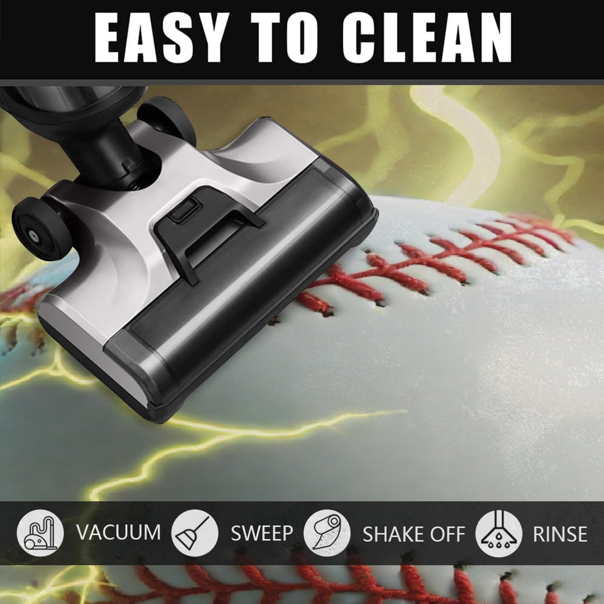 Große halbrunde Fußmatte – Baseball Lightning rutschfest, saugfähig, halbrund, Eingangsbereich, niedlich, weich, halbrund, waschbar, Teppich für Küche, Badezimmer, Schlafzimmer, 160 x 100 cm