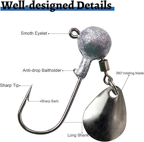 Miniatura 3 de 15-50pcs pesca jig heads ganchos Set 3D ojos alto carbono redondo Crappie jigs 132-12OZ pesca jig hooks surtido jig heads agua salada agua dulce