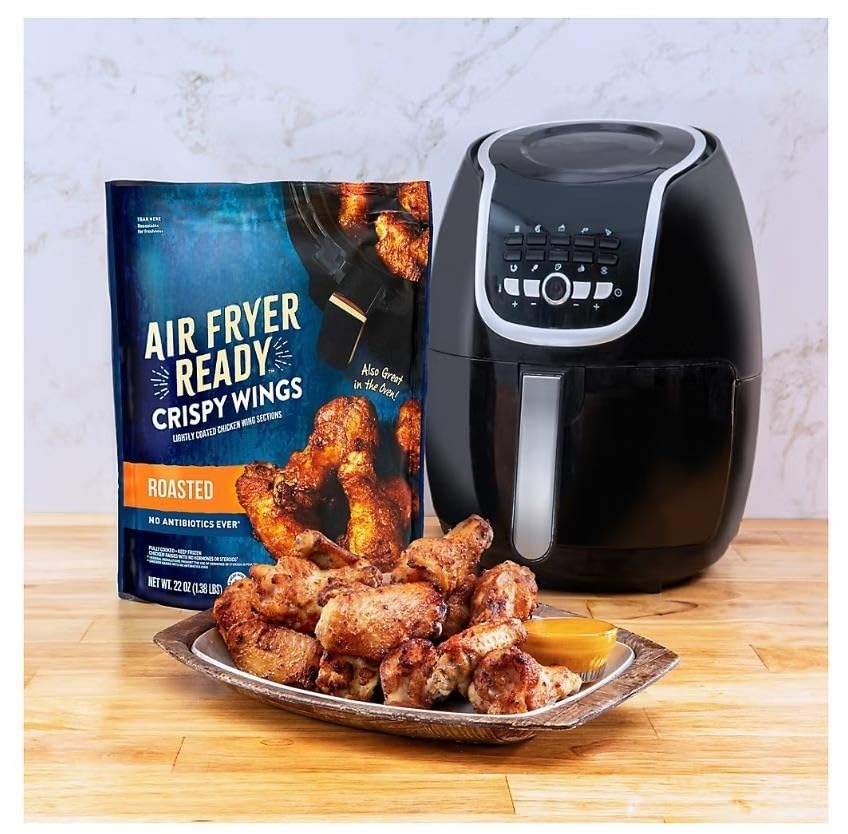 Air Fryer Ready Roasted Crispy Chicken Wings , These roasted chicken wings are packed with flavor and uniquely made to be perfectly crispy with no mess. Quick and convenient, ready in just 18 minutes or less in your air fryer. These wings can also be prepared in your oven for convenience if you do not have an air fryer. Just heat and serve! [ 48 oz , 3 lb ]