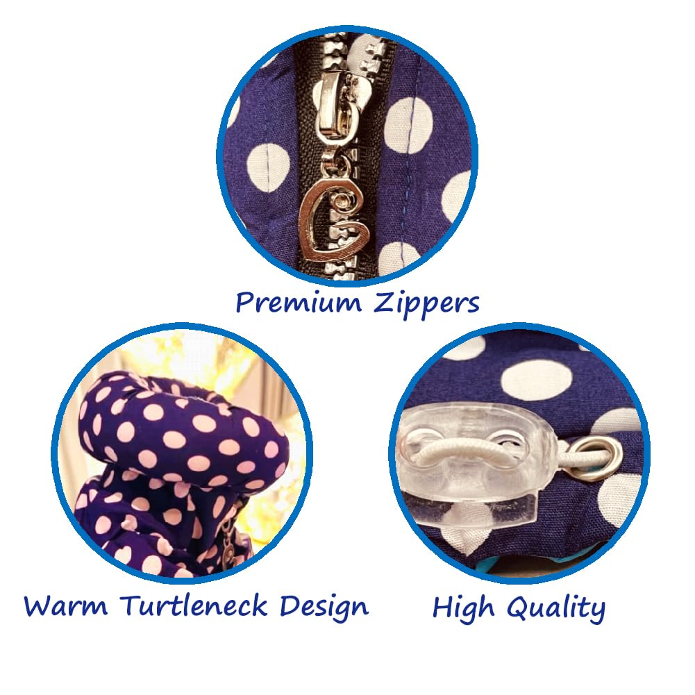 Hunde-Wintermantel Mit Punktemuster: Warm, Winddicht, Wasserdicht, Mit Reißverschluss, Puffer Für Kaltes Wetter, Haustierbekleidung Mit 3-lagigem Fleece-Futter Für Kleine Hunde (Größe M, Blau