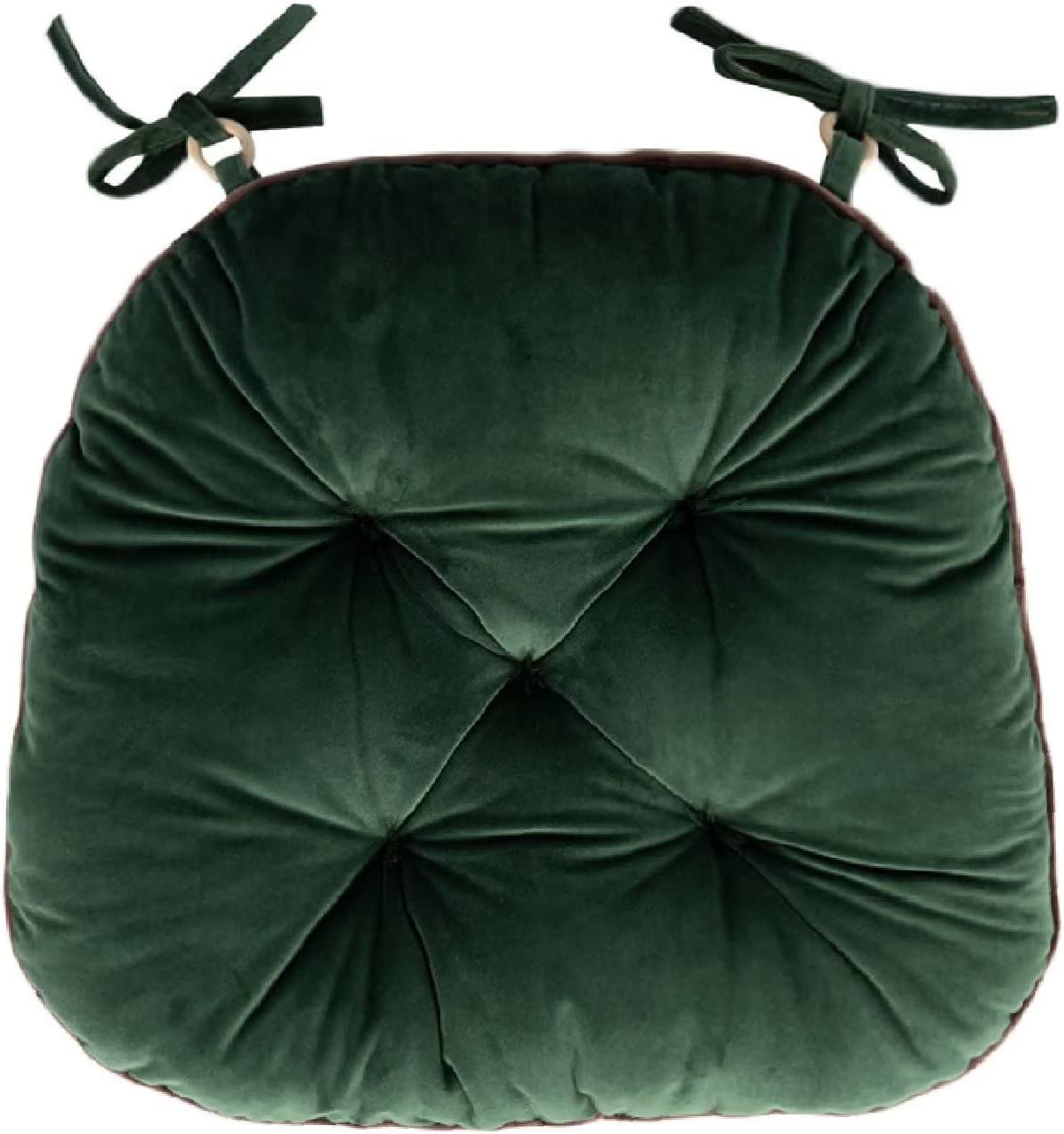 Cojines de asiento de terciopelo de 16x16 pulgadas para sillas de comedor en gris y verde oscuro