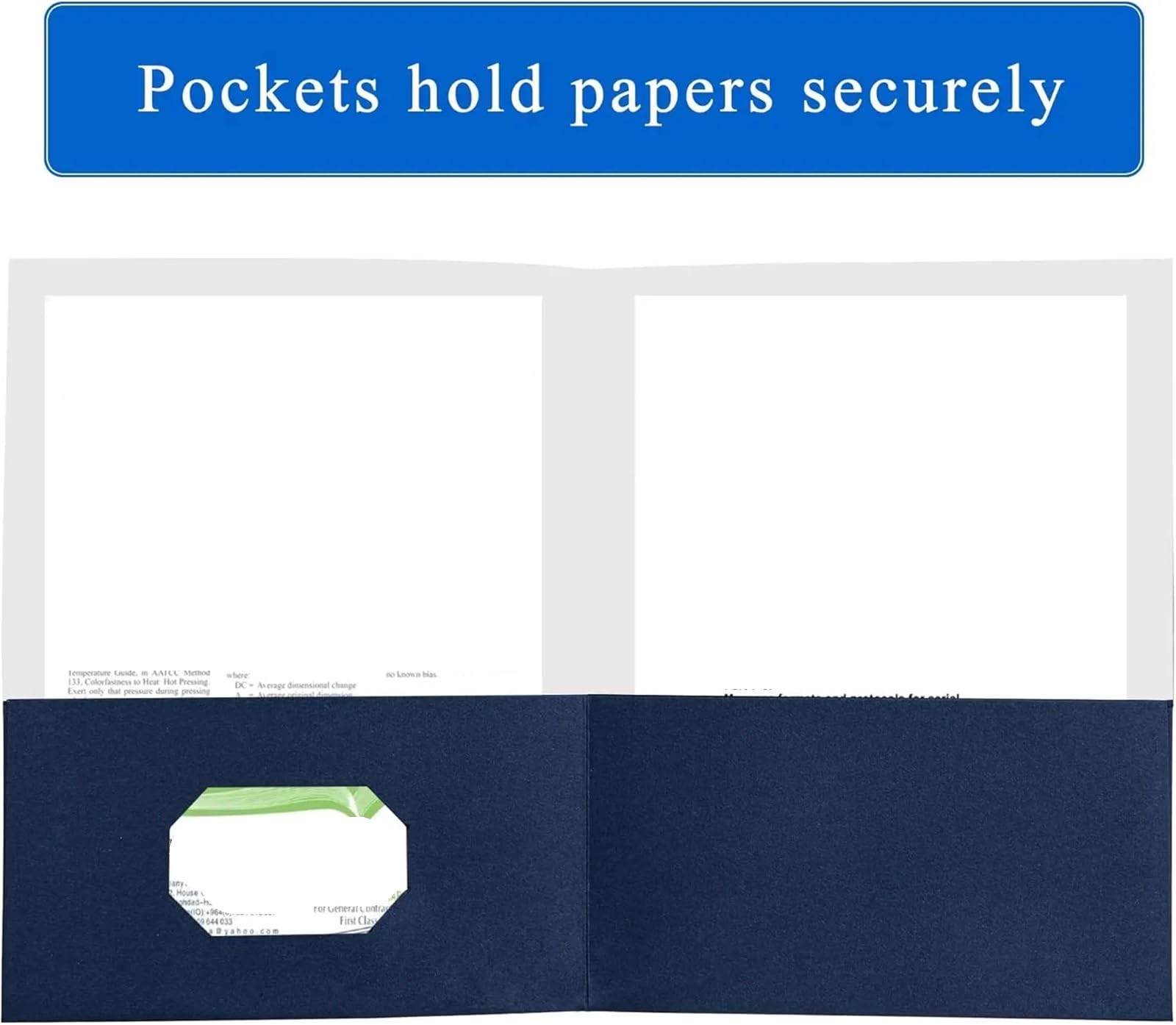 Dokumentenmappen aus strukturiertem Papier, zwei Taschen, mit Kartenschlitz, Briefgröße, für Schule, Büro, Business, Königsblau, 50 Stück