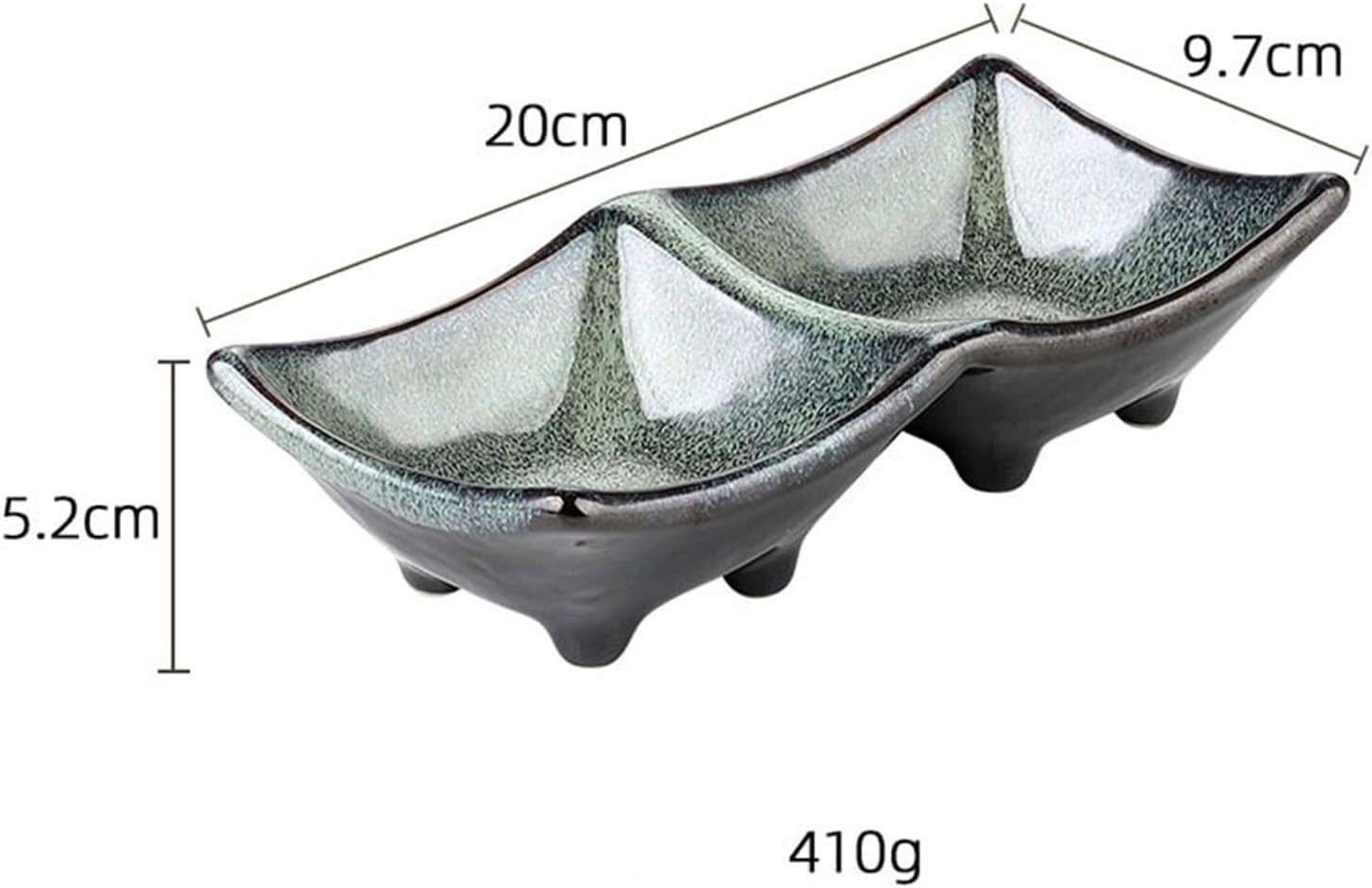Soßenschale, Keramik-Doppelfach-Gewürzteller, kreativer Snack-Dip-Haushalts-Schüsselteller(Small)