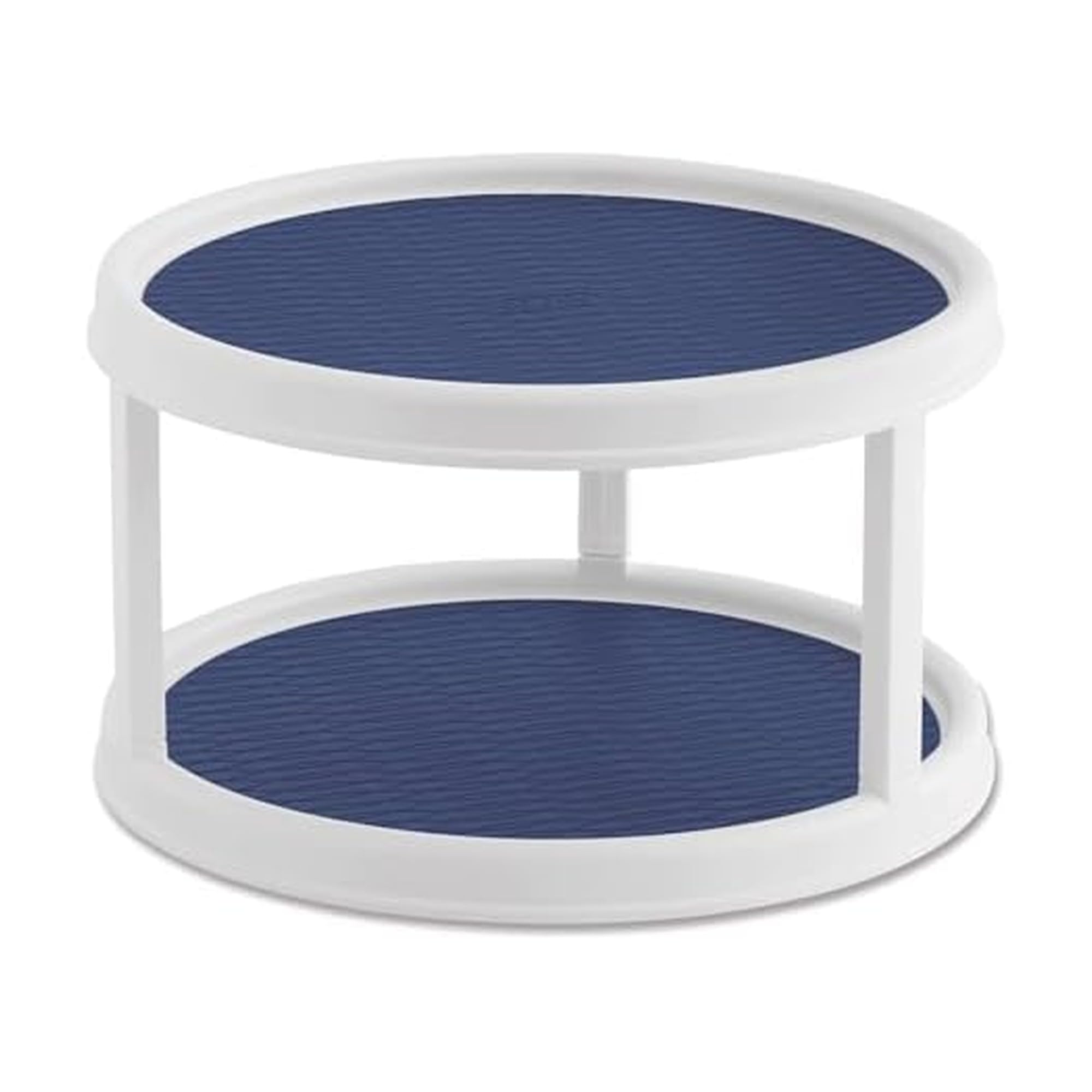 Copco 2-Tier Lazy Susan Turntable Organizer, 12 Inch Rotating Cabinet Organizer with Nonskid Royal Blue Liner for Kitchen Pantry Storage