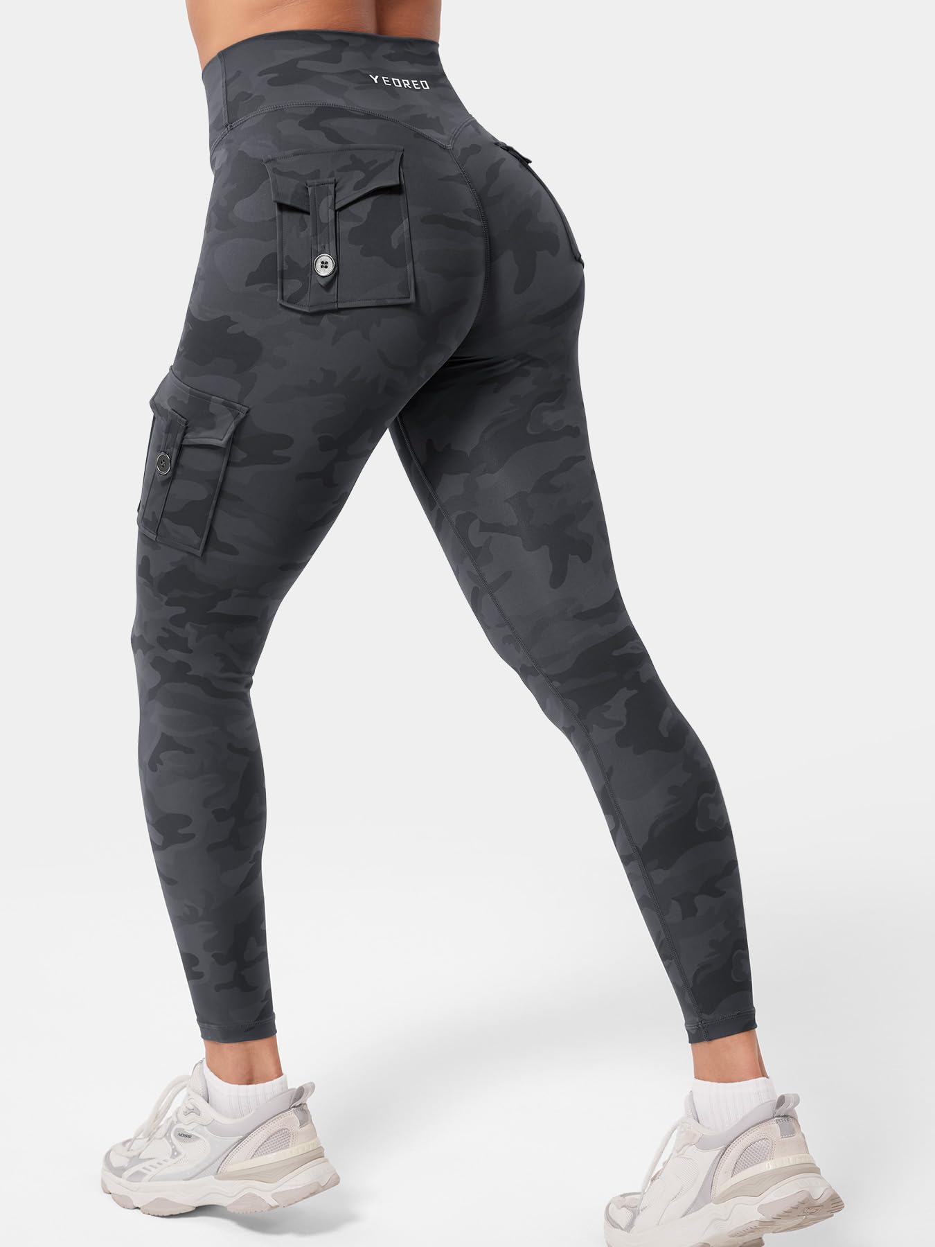 YEOREO CoreFlex Sport Leggings Damen Mit Taschen Invisible Scrunch Butt Gym Leggings High Waist Boom Booty Seamless Push Up Blickdicht Yoga Sport Leggings