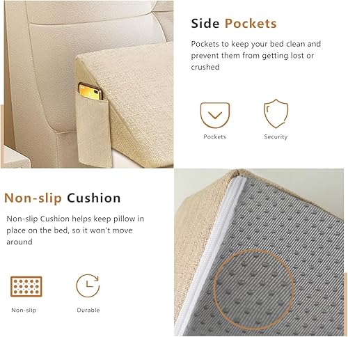 Miniatura 3 de WUIOYNF Almohada de cuña de cama para cabecero, almohada de cuña de colchón para cama individualXL, relleno de espacio de cama, cierra el espacio