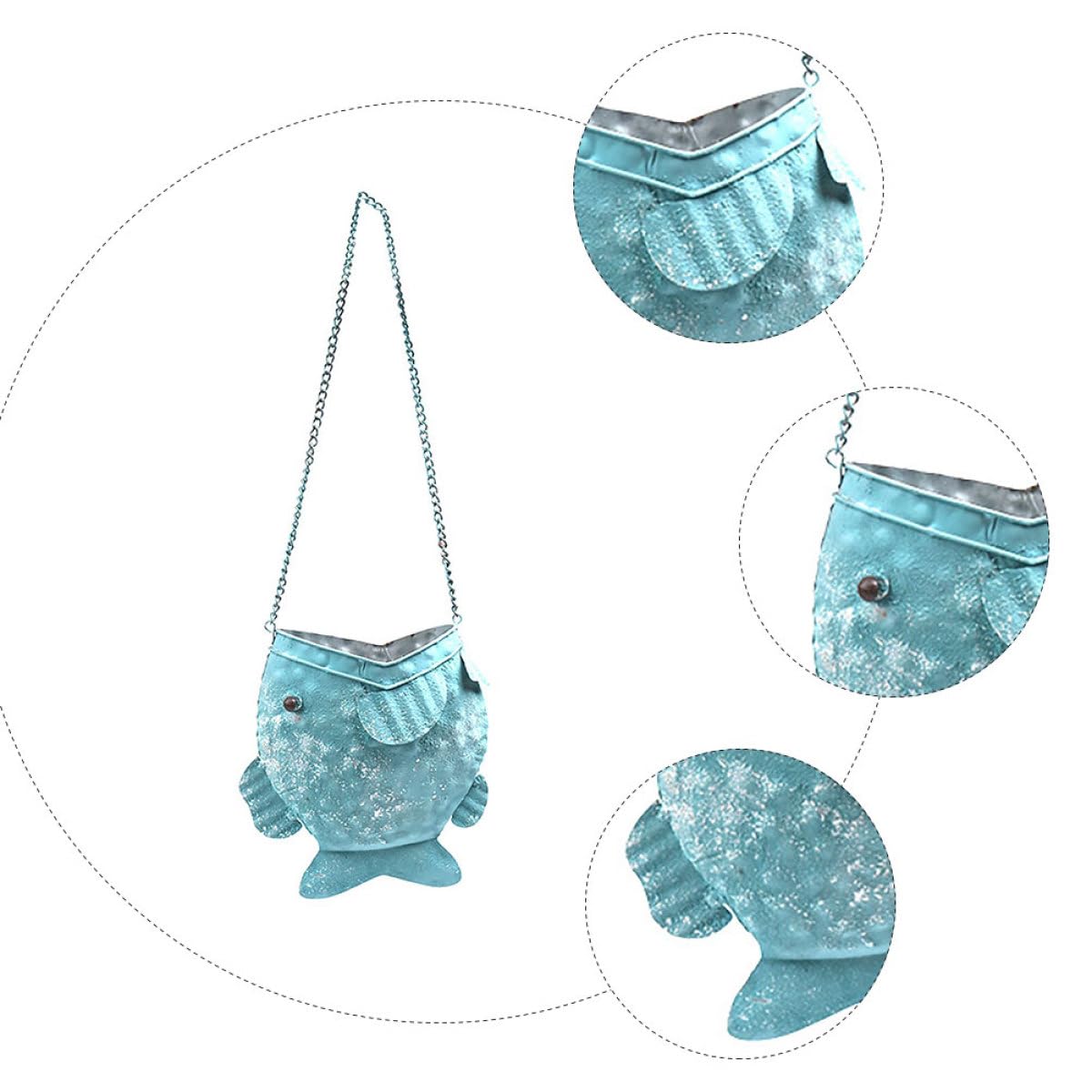 Cesto da Parete Portafiori Bordi Arrotondati in Ferro a Forma di Pesce 2 Pezzi per Composizioni Floreali Eleganti Decorazione per Balcone e Ufficio