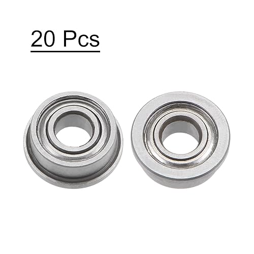 Miniatura 4 de uxcell F683ZZ Rodamientos de brida de acero cromado blindados doble de 0.118x0.276x0.118 in con brida de acero cromado, 20pcs